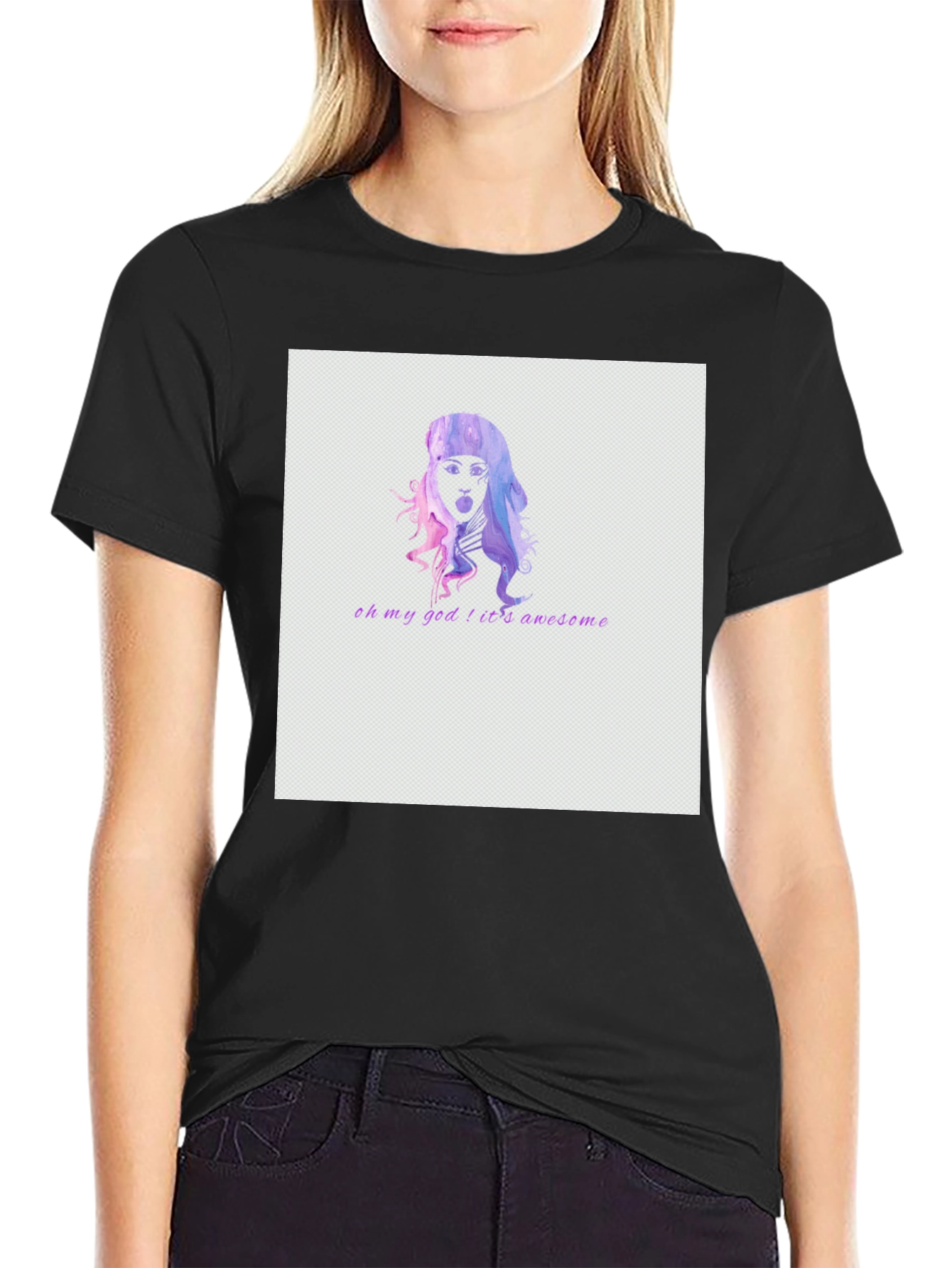 Oh My God! Awesome Graphic T-Shirt - Black