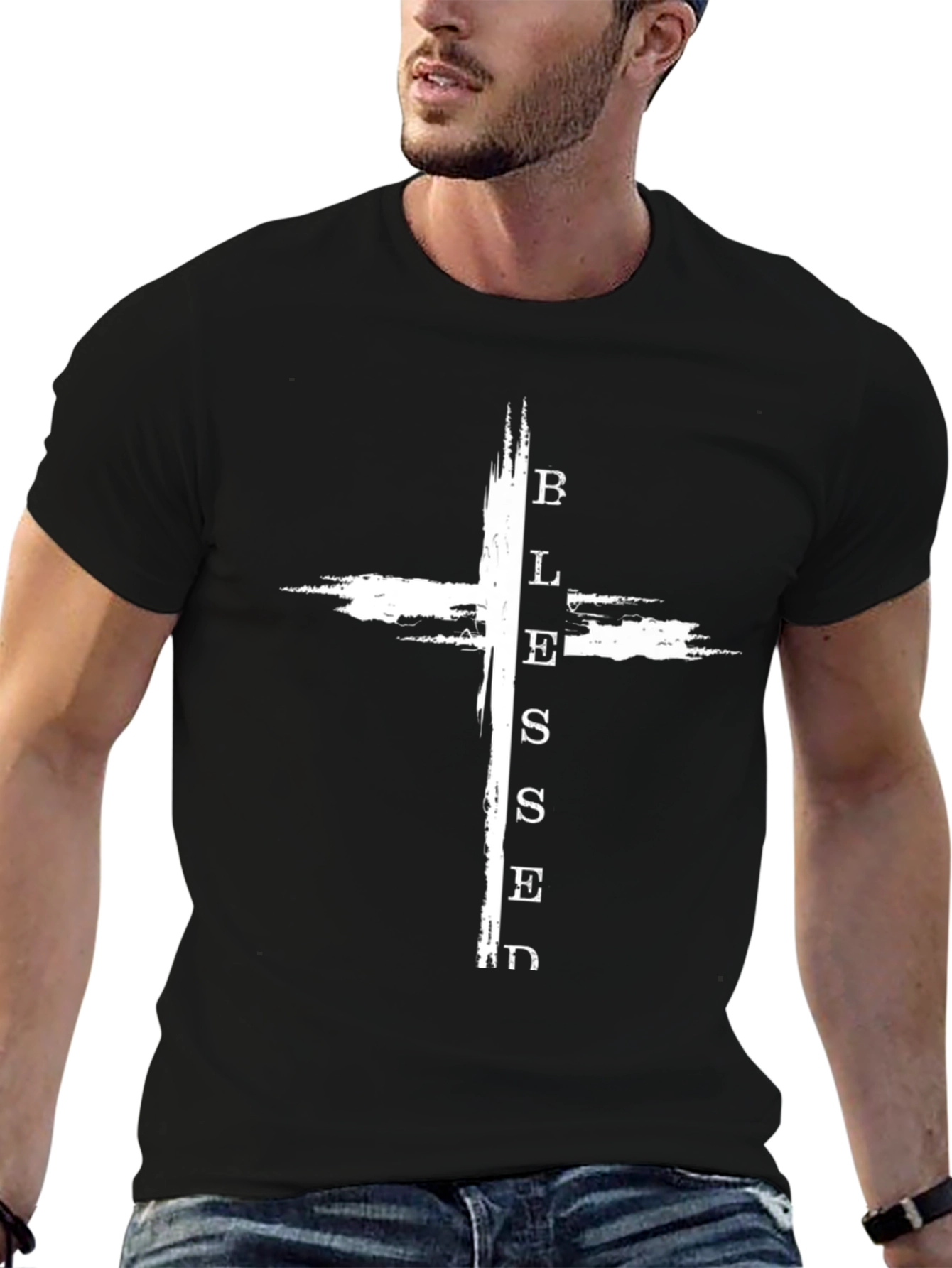 Blessed Cross Graphic T-Shirt - Black