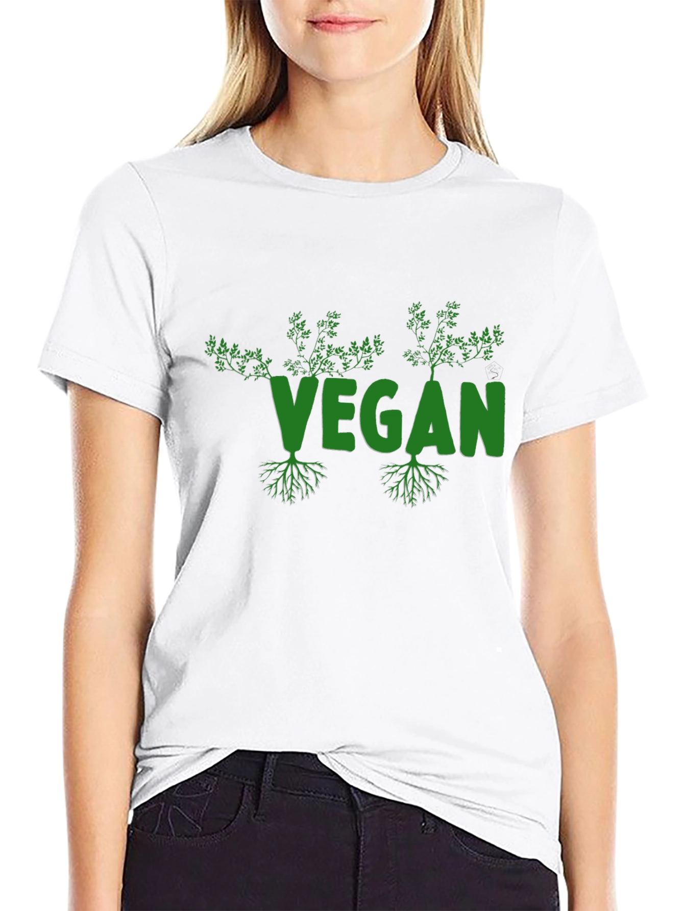 Vegan Roots Black T-Shirt Eco-Friendly Plant Based