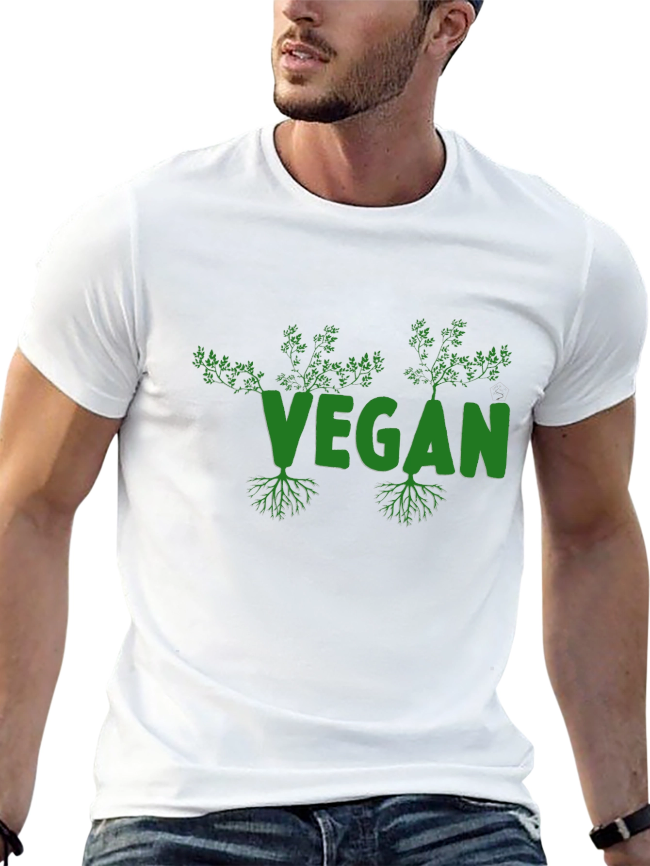 Vegan Roots Black T-Shirt Eco-Friendly Plant Based