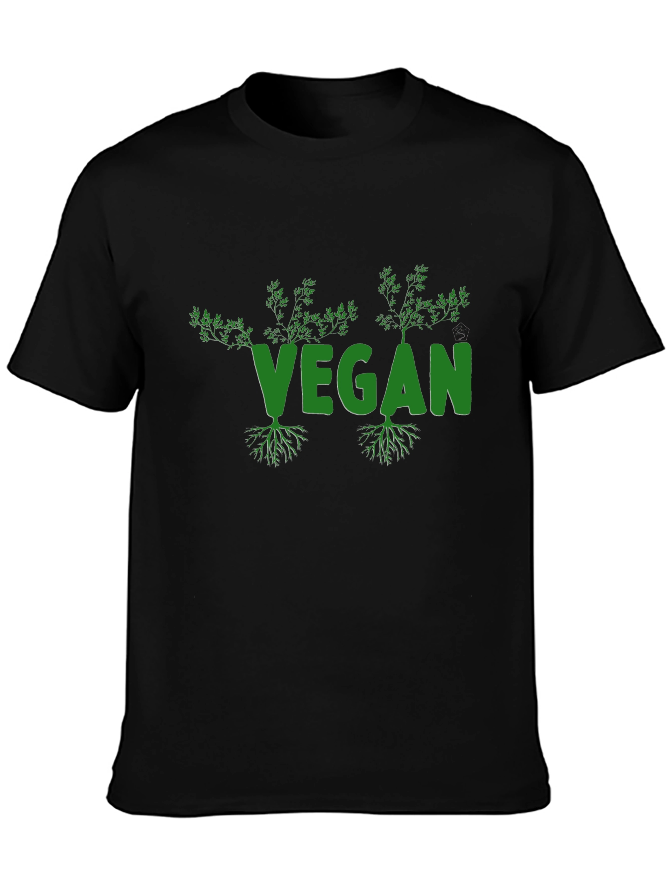 Vegan Roots Black T-Shirt Eco-Friendly Plant Based