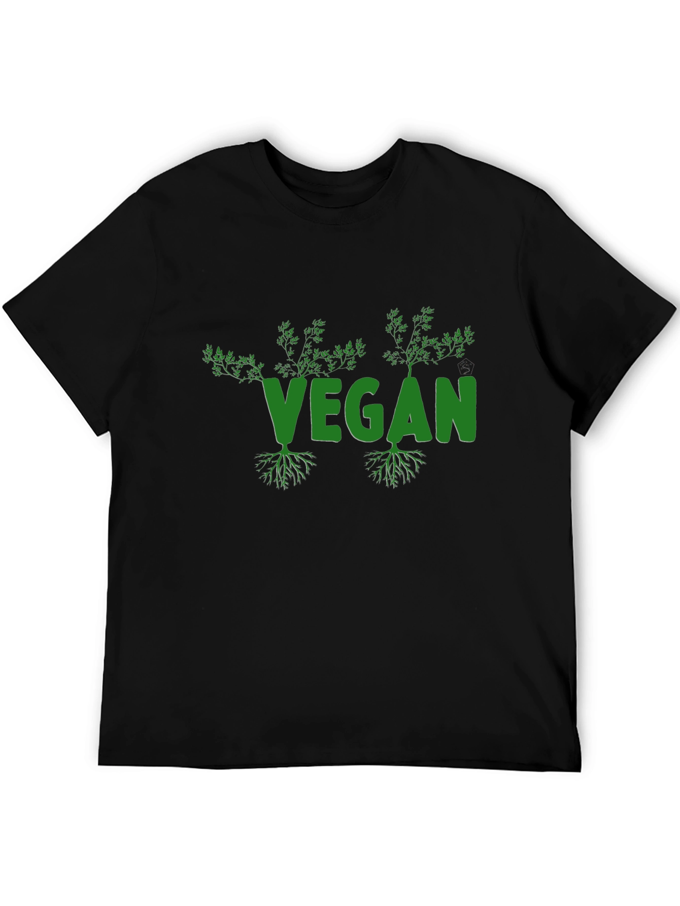 Vegan Roots Black T-Shirt Eco-Friendly Plant Based
