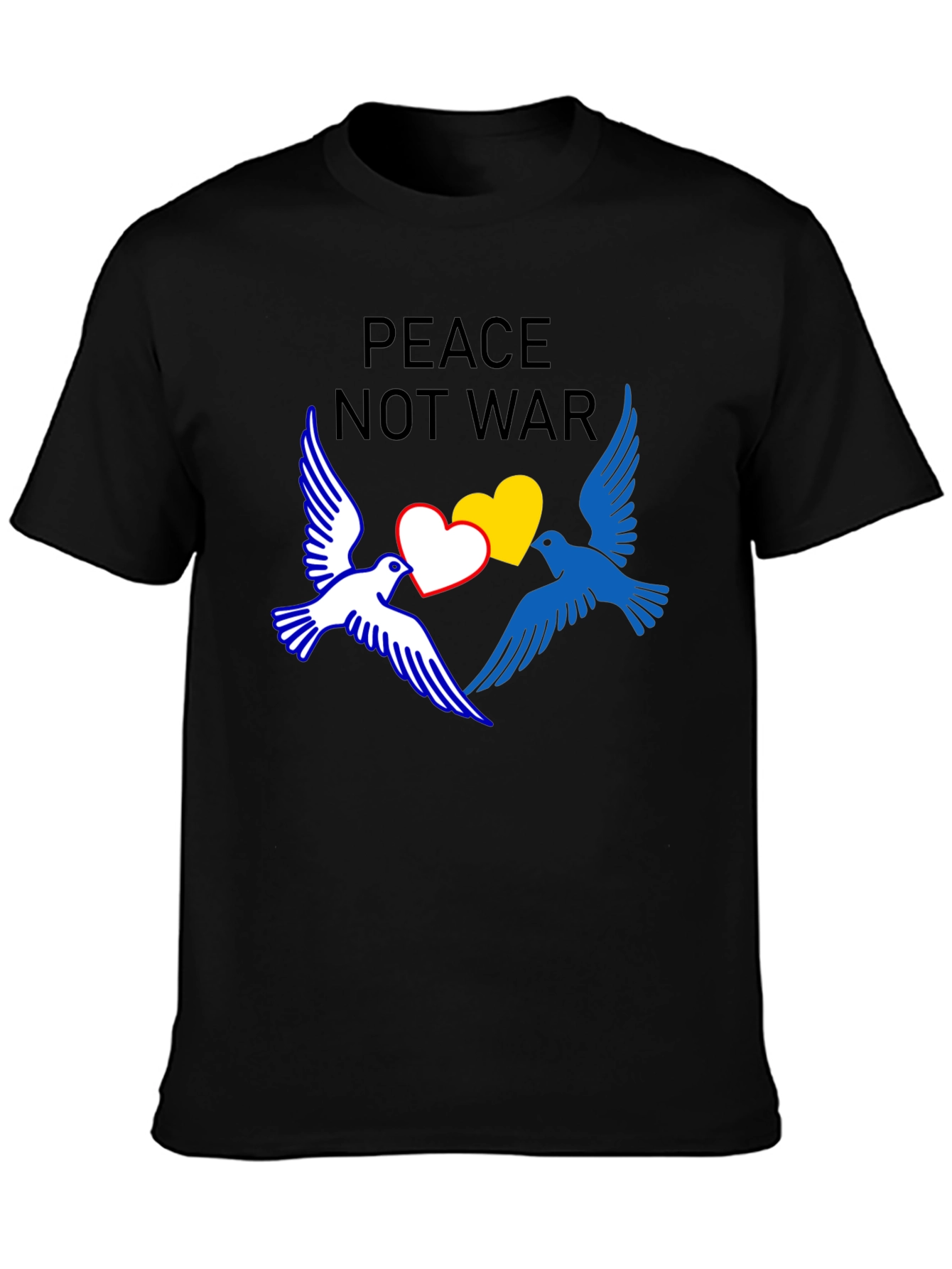 Peace Not War T-Shirt with Dove and Heart Graphic