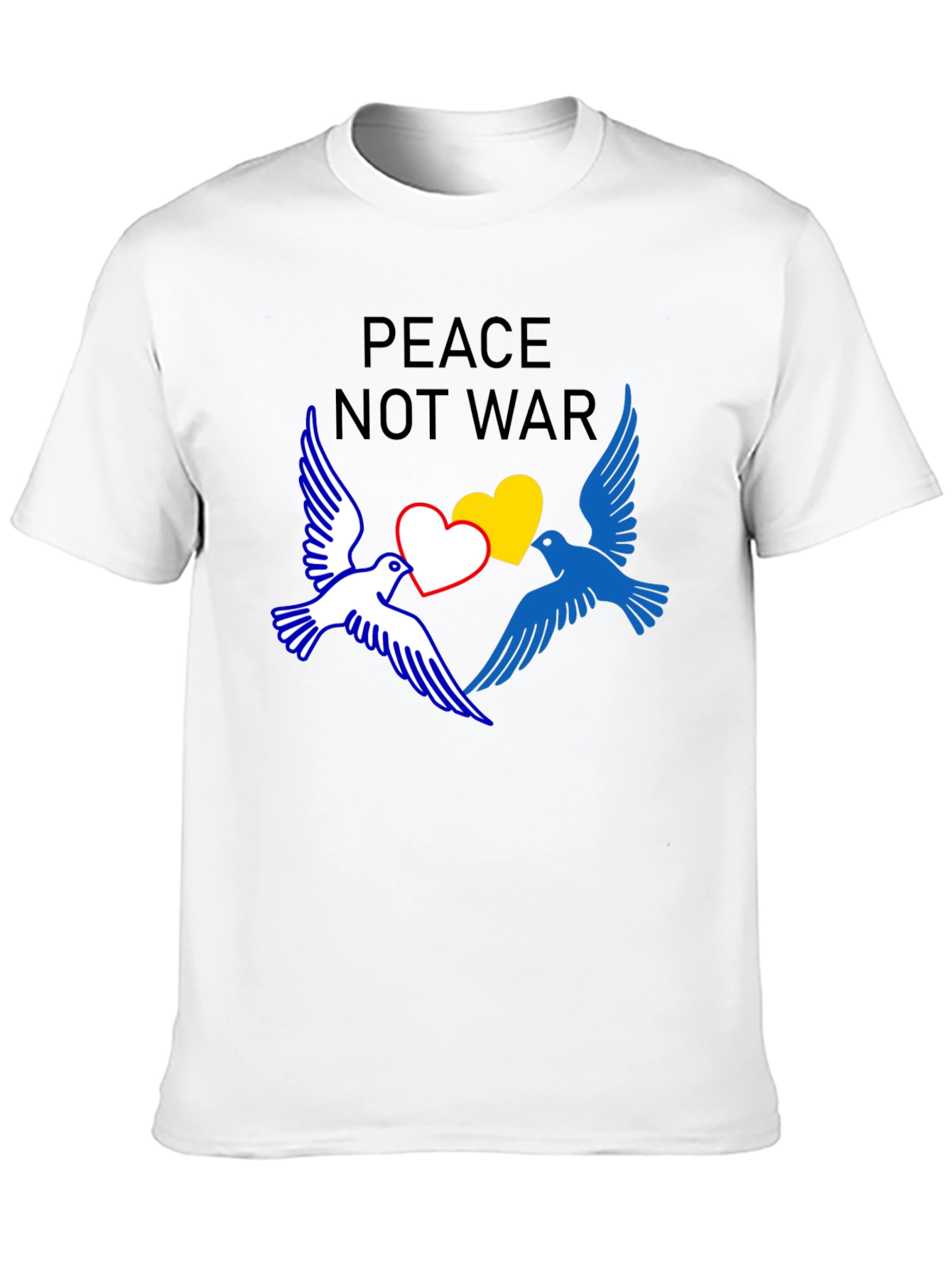 Peace Not War T-Shirt with Dove and Heart Graphic