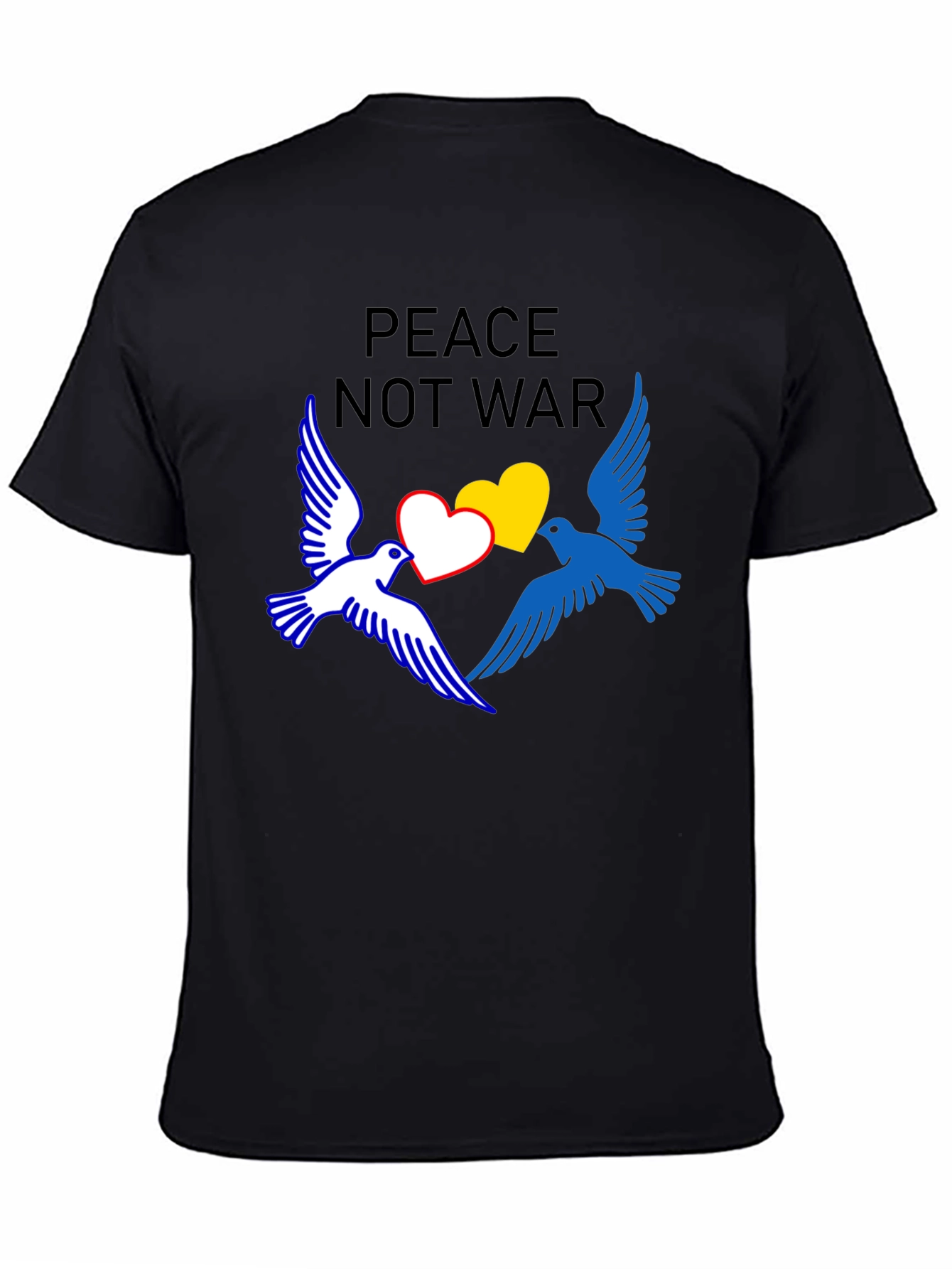 Peace Not War T-Shirt with Dove and Heart Graphic