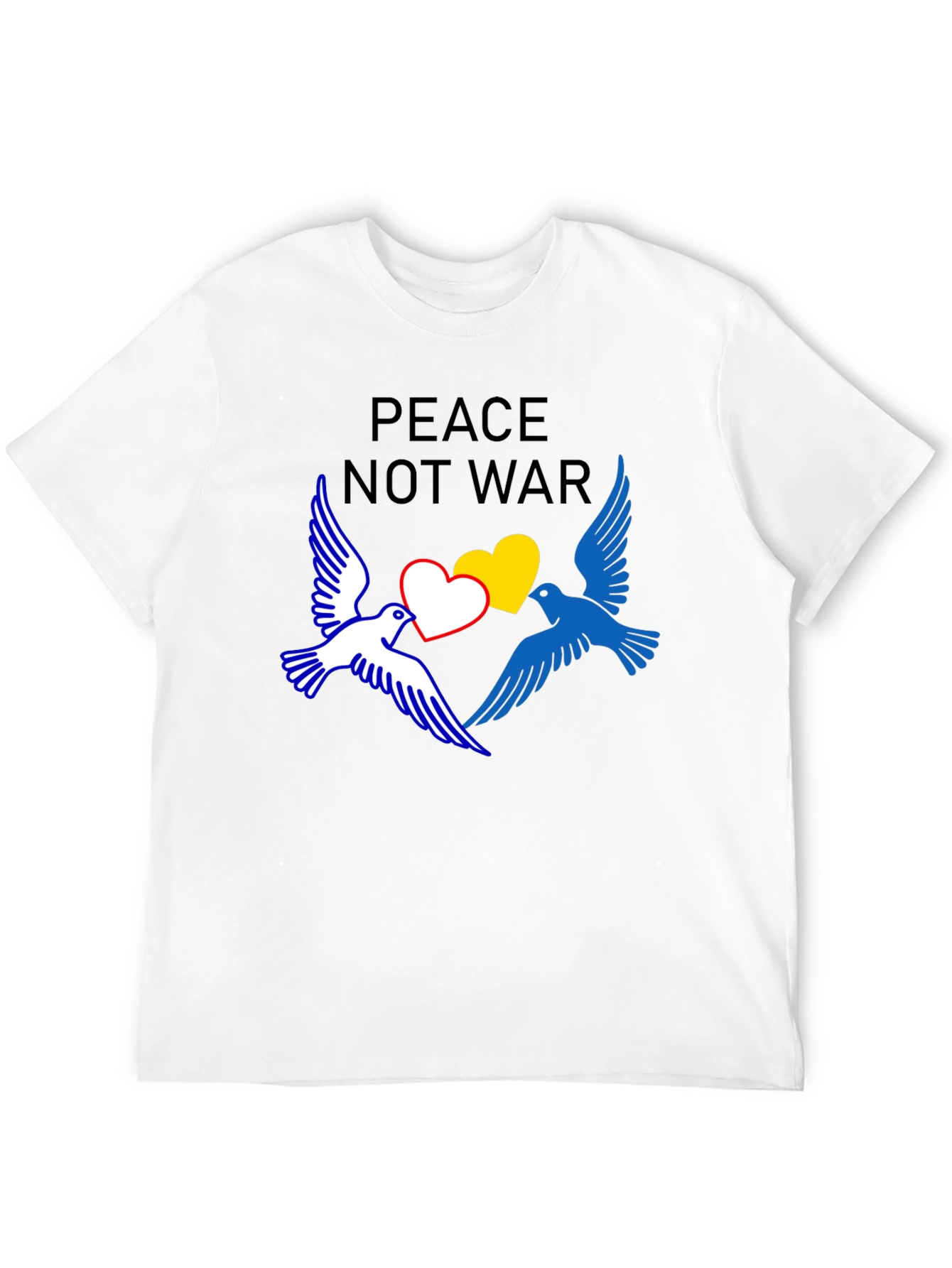 Peace Not War T-Shirt with Dove and Heart Graphic