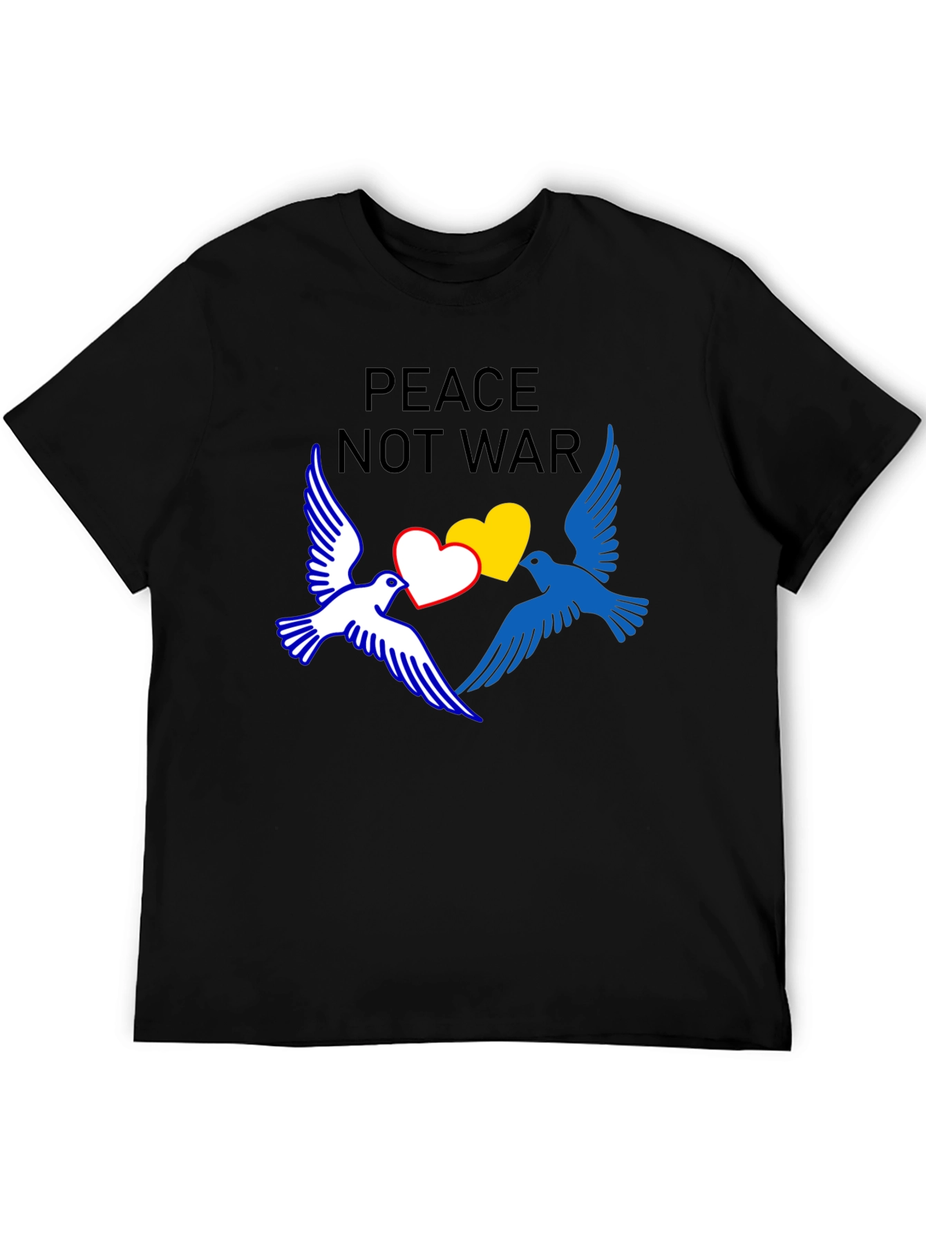 Peace Not War T-Shirt with Dove and Heart Graphic