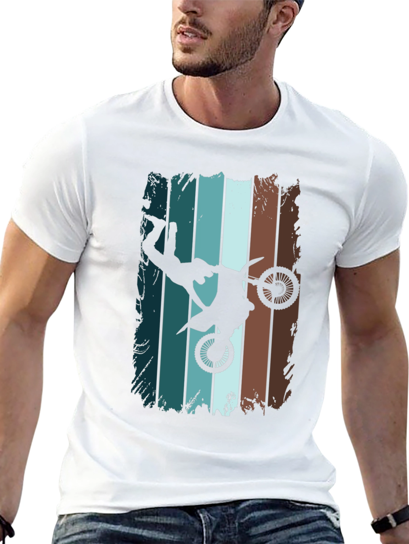 Retro Motocross Stunt T-Shirt - Black