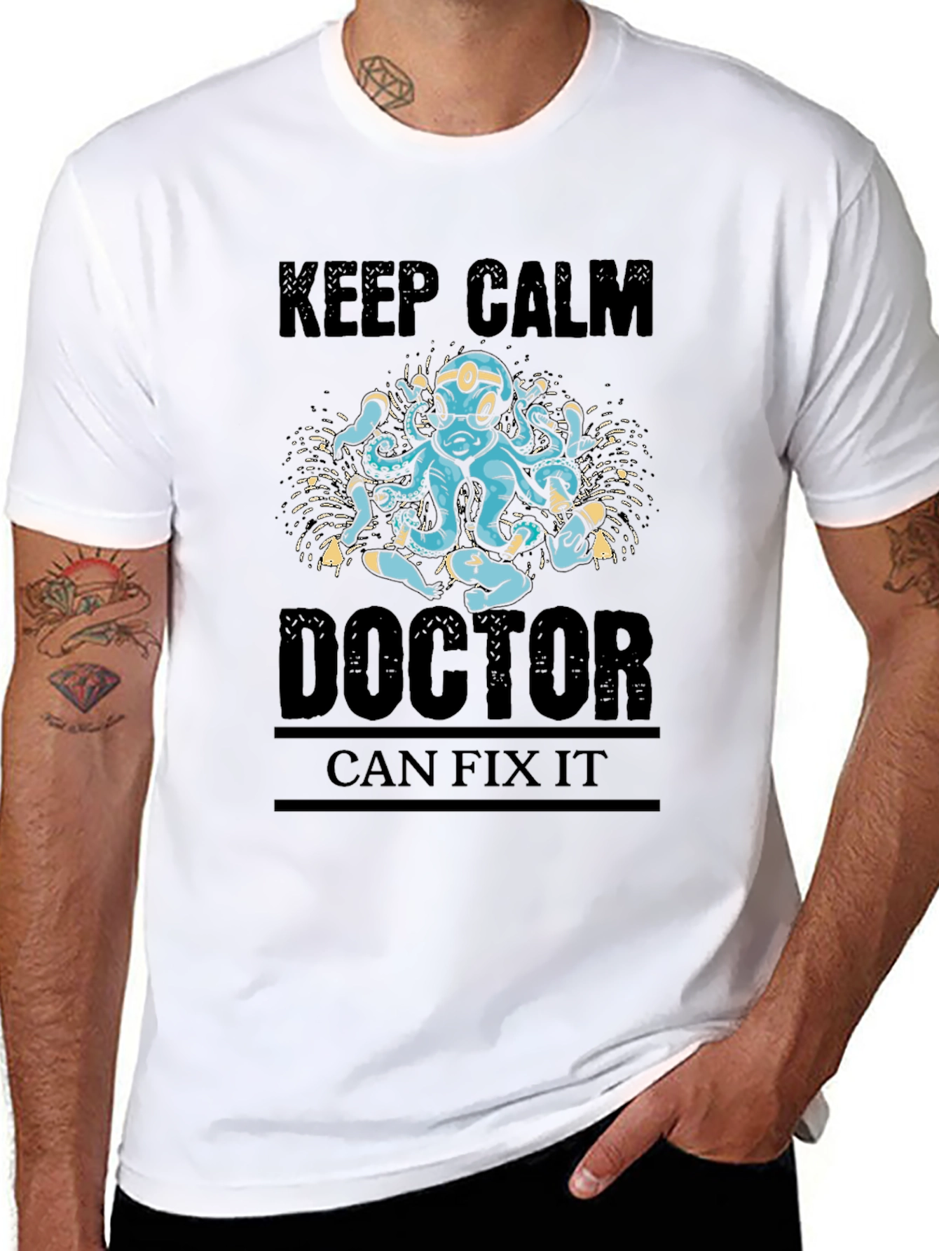 Keep Calm Doctor Can Fix It Black T-Shirt