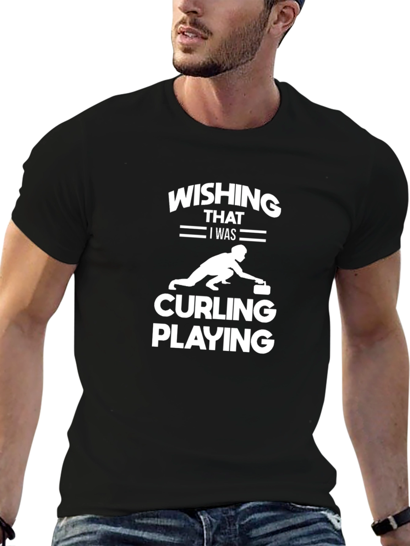 Curling Player Graphic T-Shirt - Wishing I Was