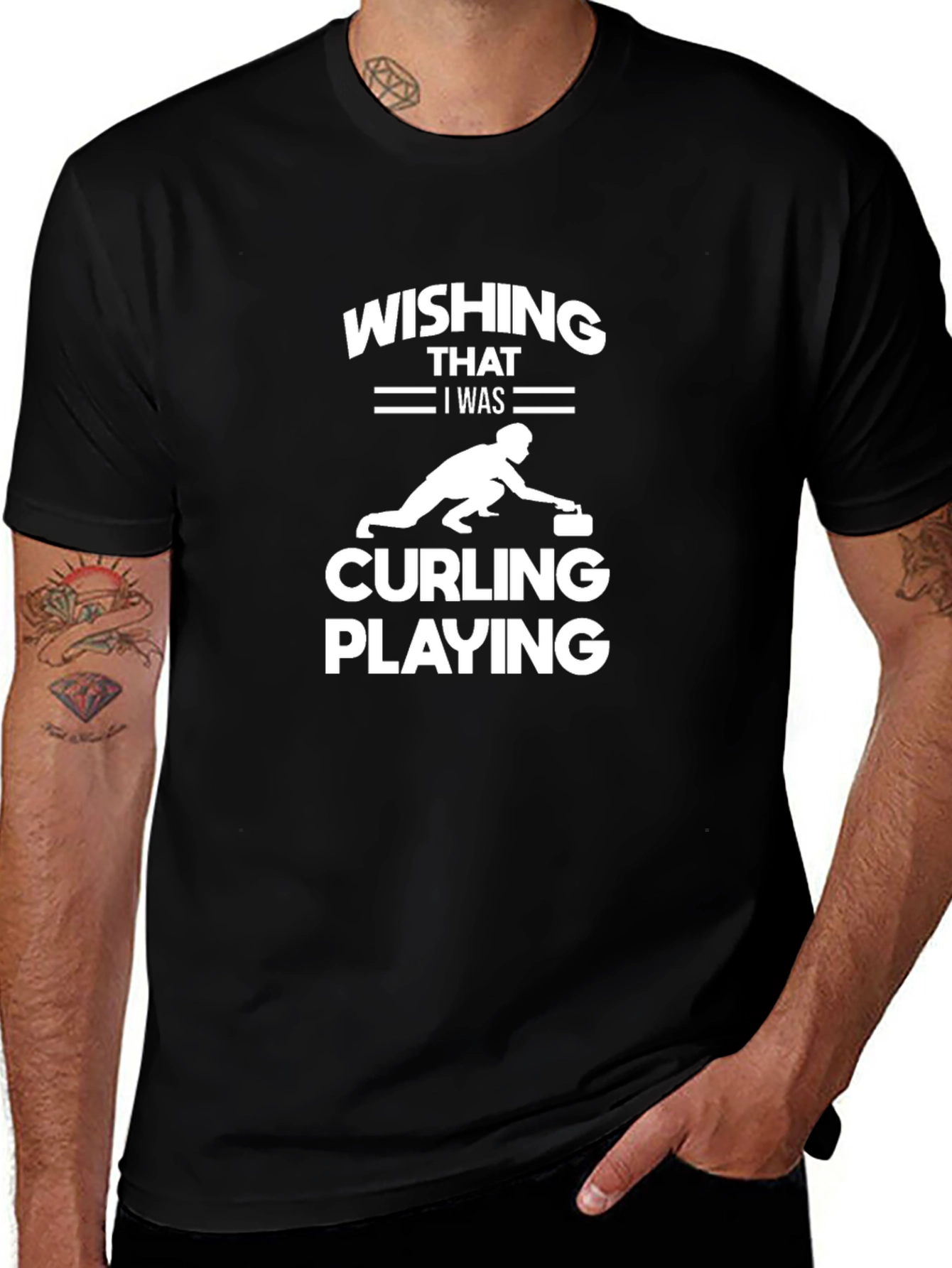 Curling Player Graphic T-Shirt - Wishing I Was