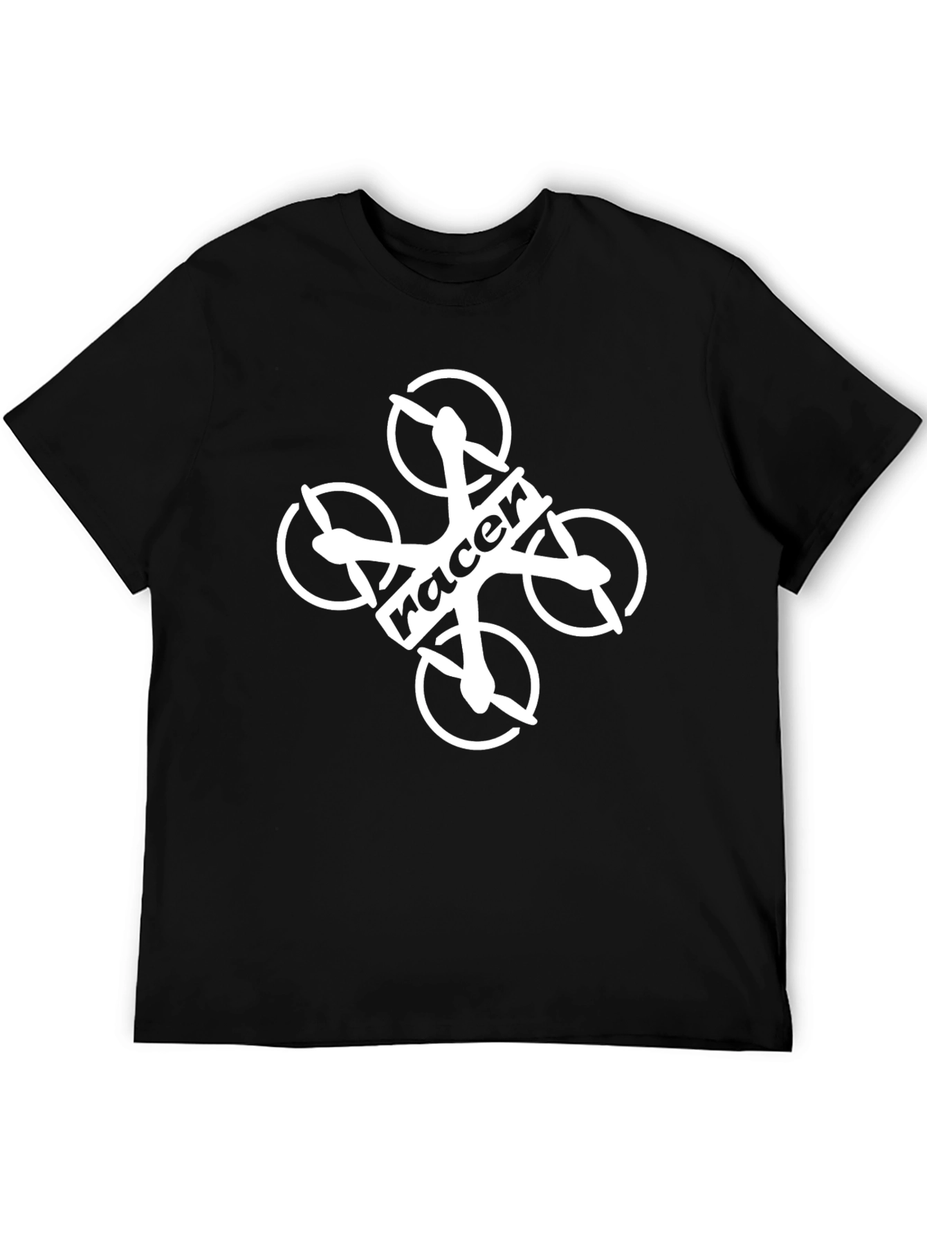 Drone Racer Graphic Tee - Black Cotton T-Shirt