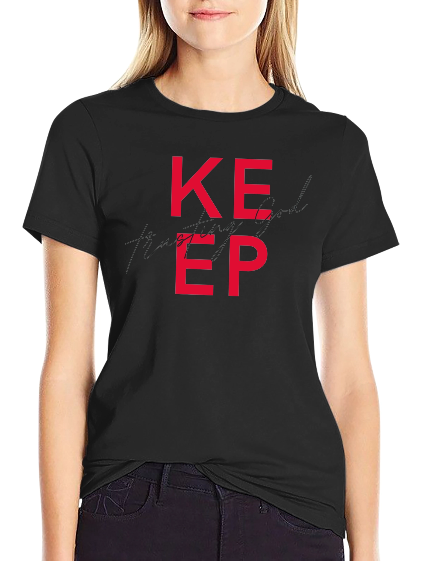 Keep Trusting God T-Shirt - Black Casual Tee