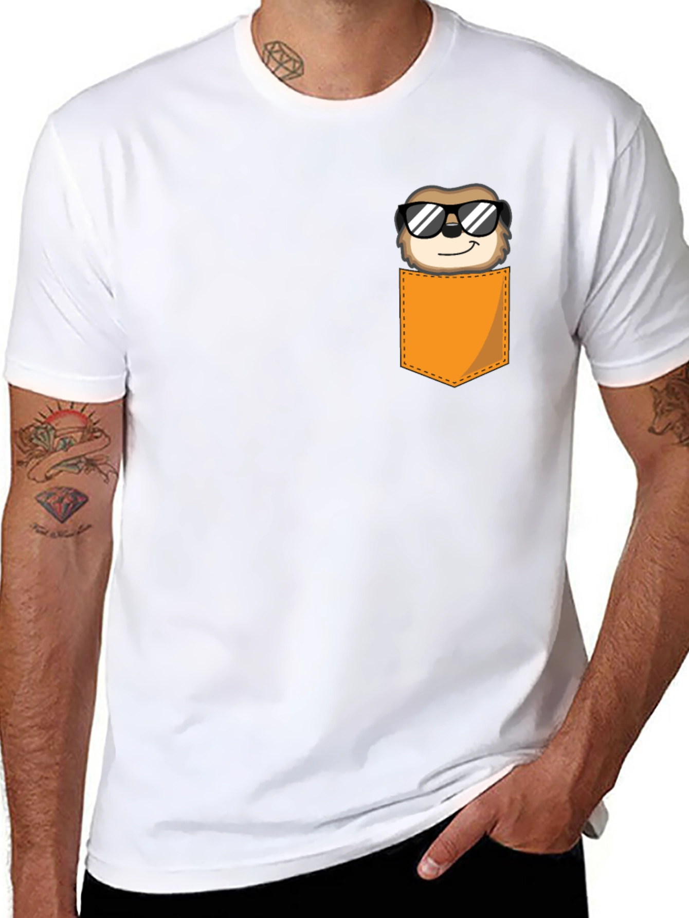 Cool Sloth Pocket T-Shirt - Black