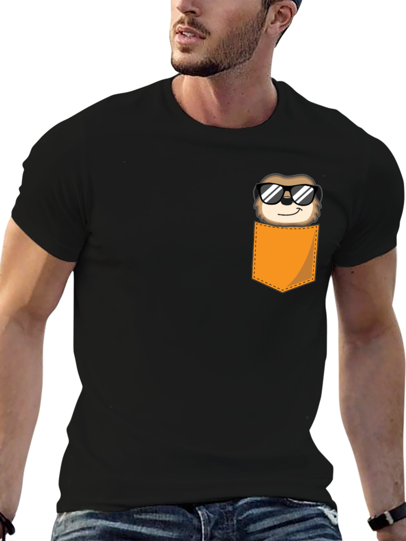 Cool Sloth Pocket T-Shirt - Black
