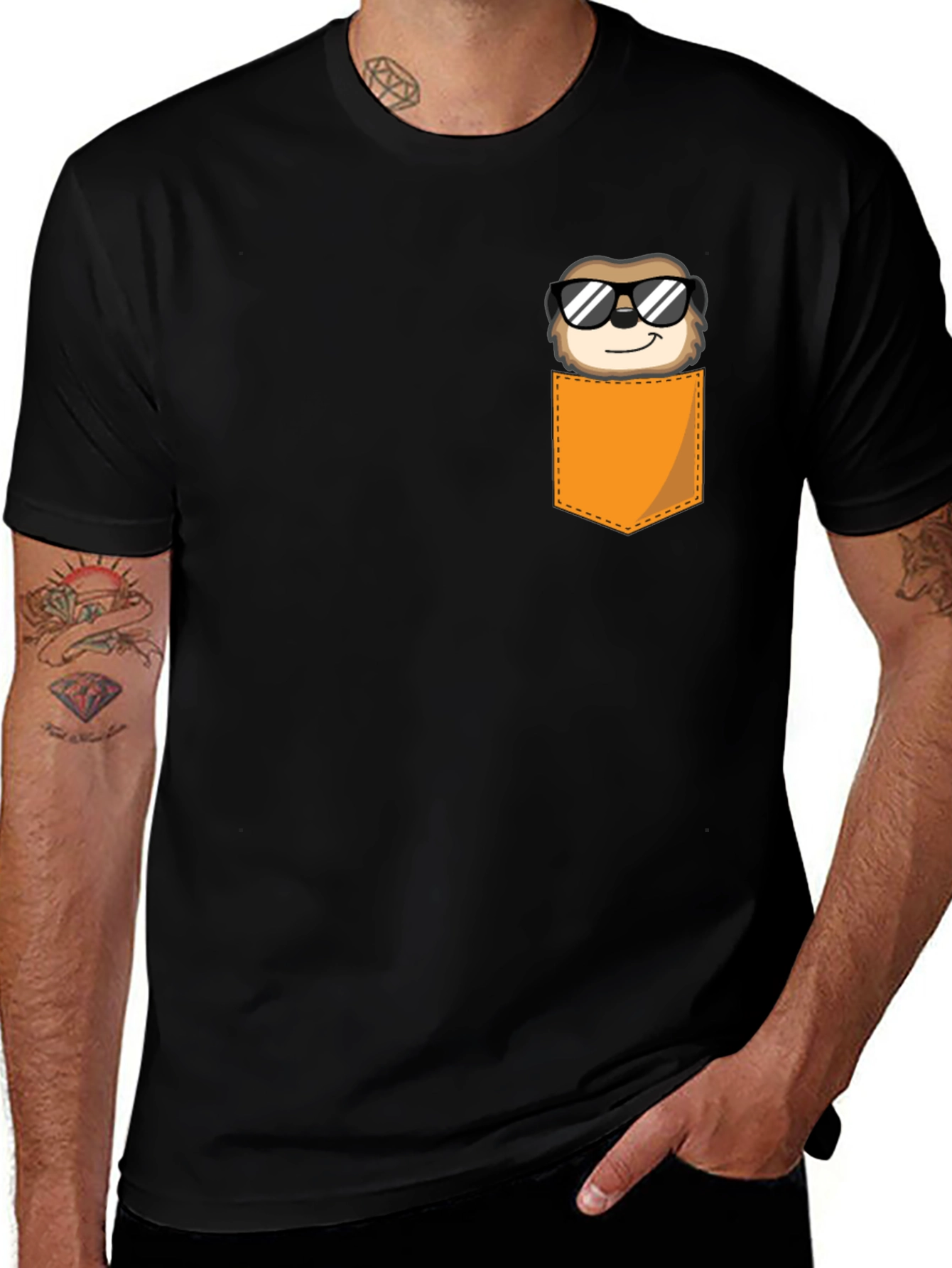 Cool Sloth Pocket T-Shirt - Black