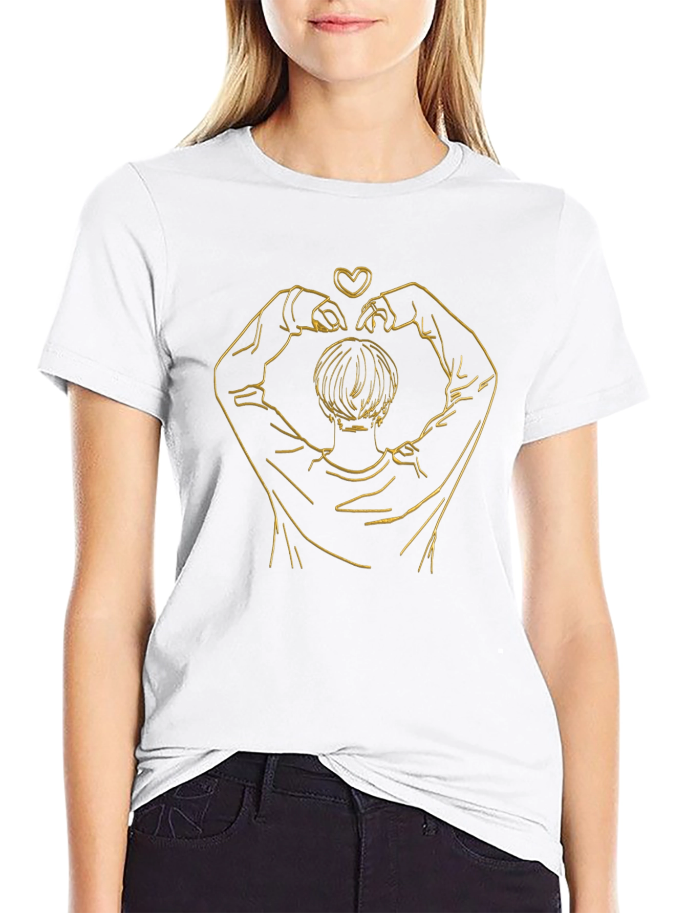 Heart Hands Graphic Tee - Stylish Black T-Shirt