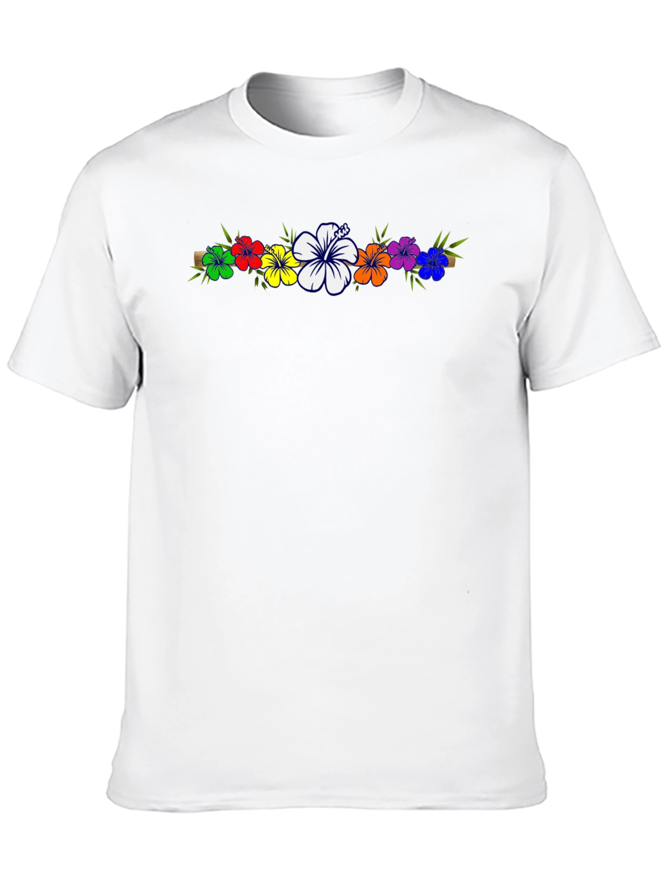 Rainbow Hibiscus Flower T-Shirt - Black