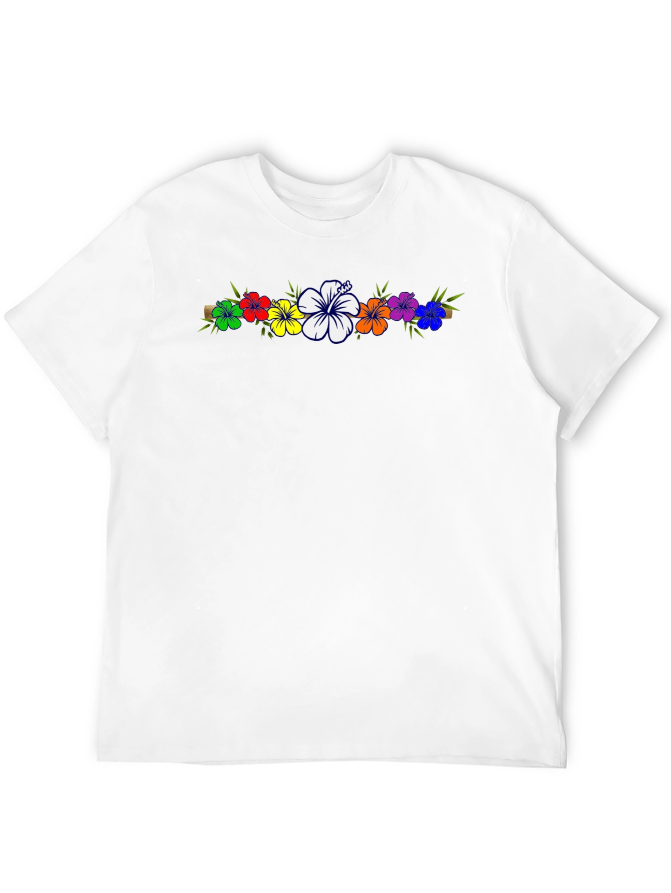 Rainbow Hibiscus Flower T-Shirt - Black