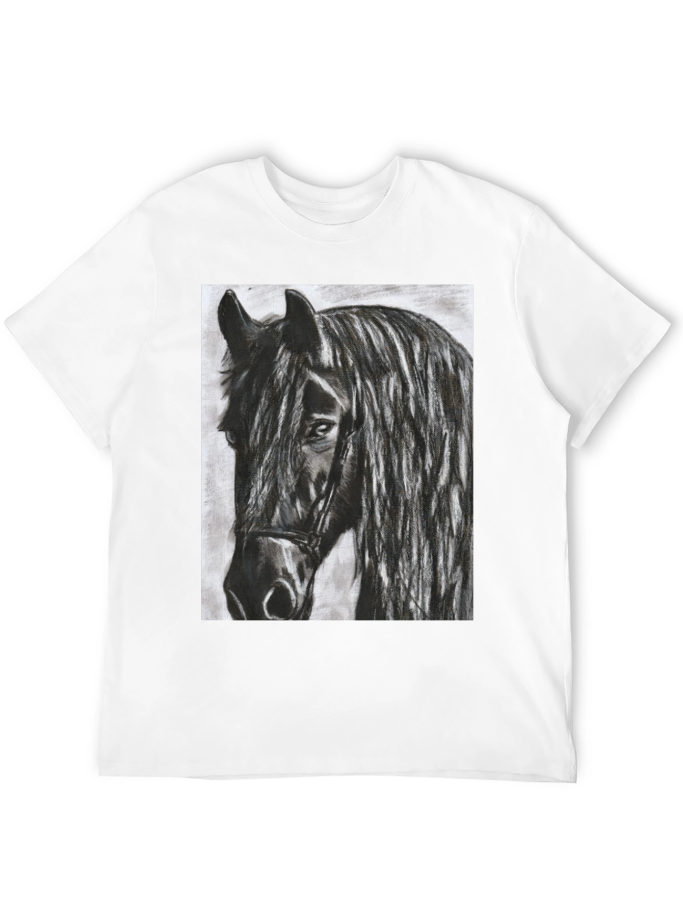 Black Horse Graphic Tee - Equestrian Art Shirt