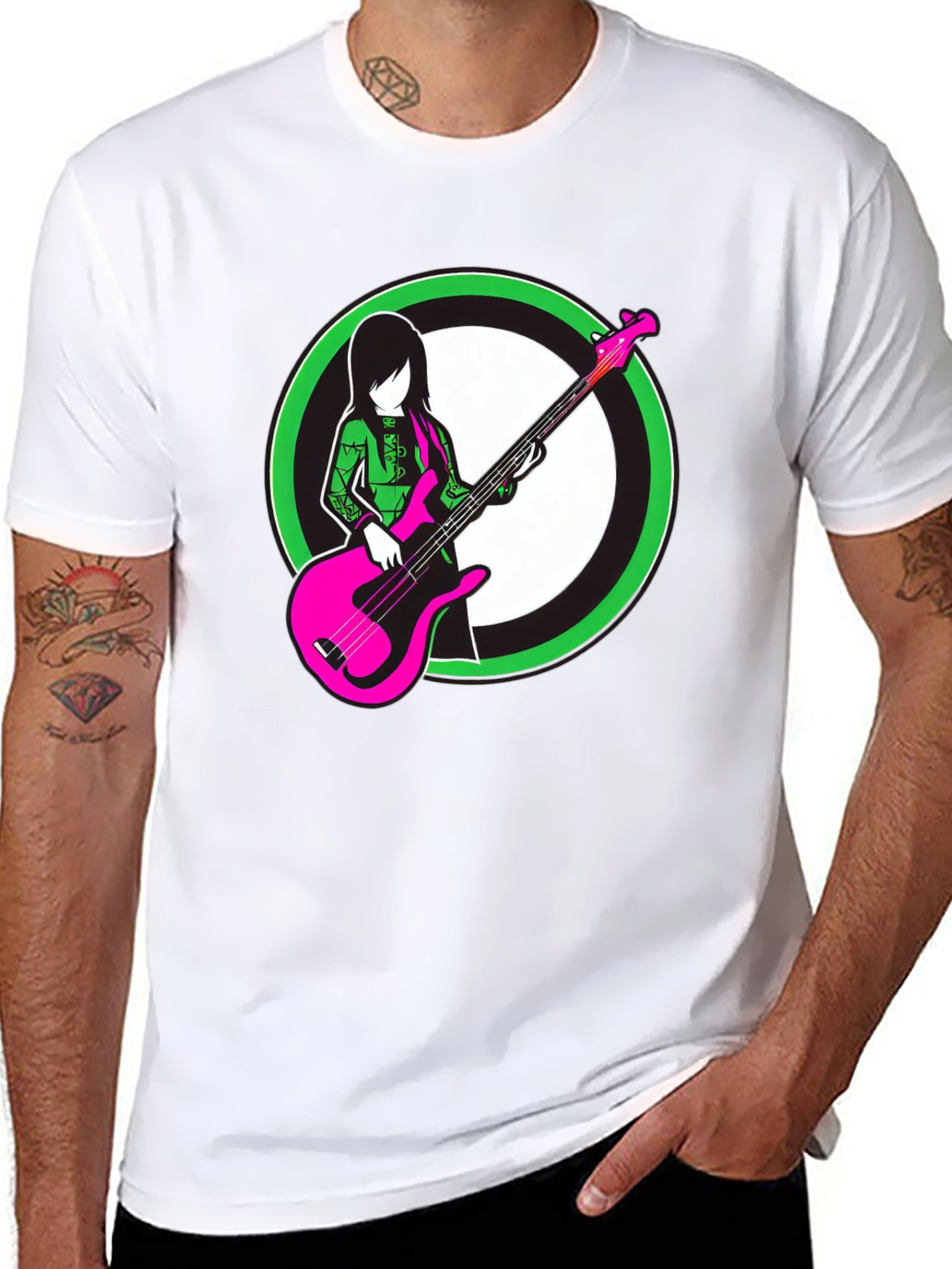 Cool Graphic Tee - Girl with Bass Guitar