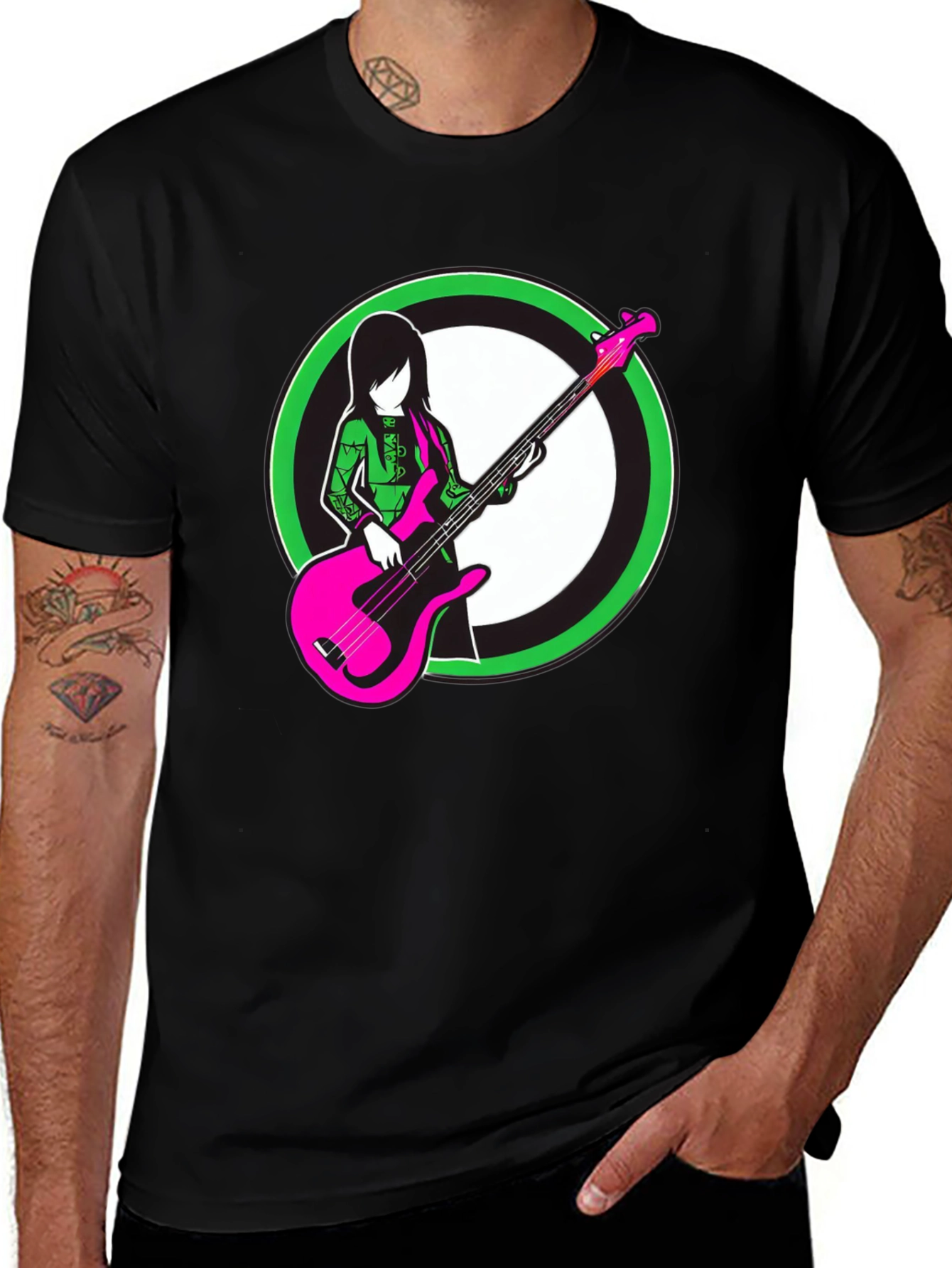 Cool Graphic Tee - Girl with Bass Guitar