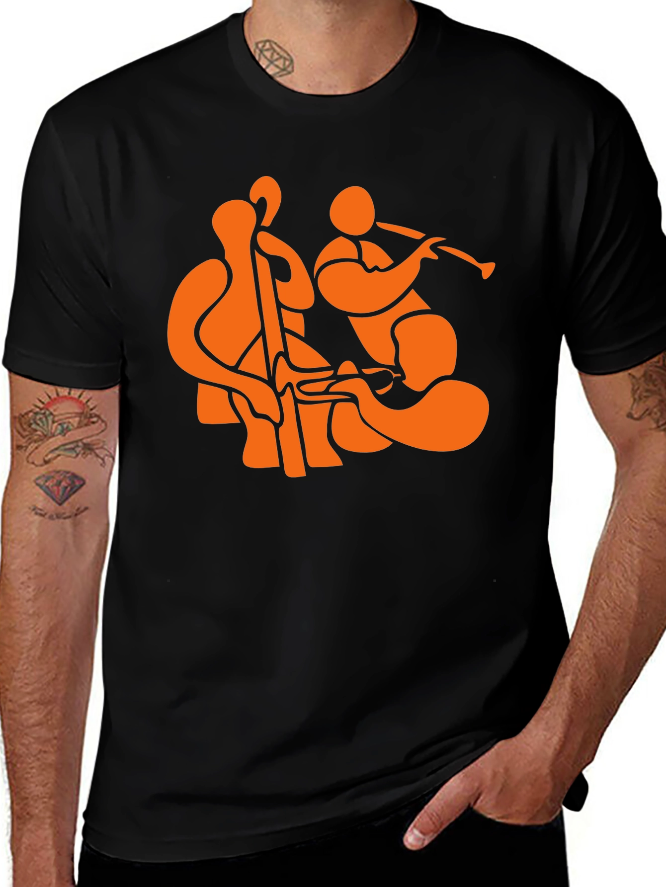 Jazz Trio Black T-Shirt - Musical Graphic Tee