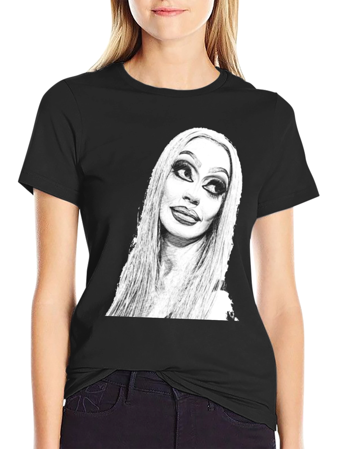 Sketch Portrait Black T-Shirt