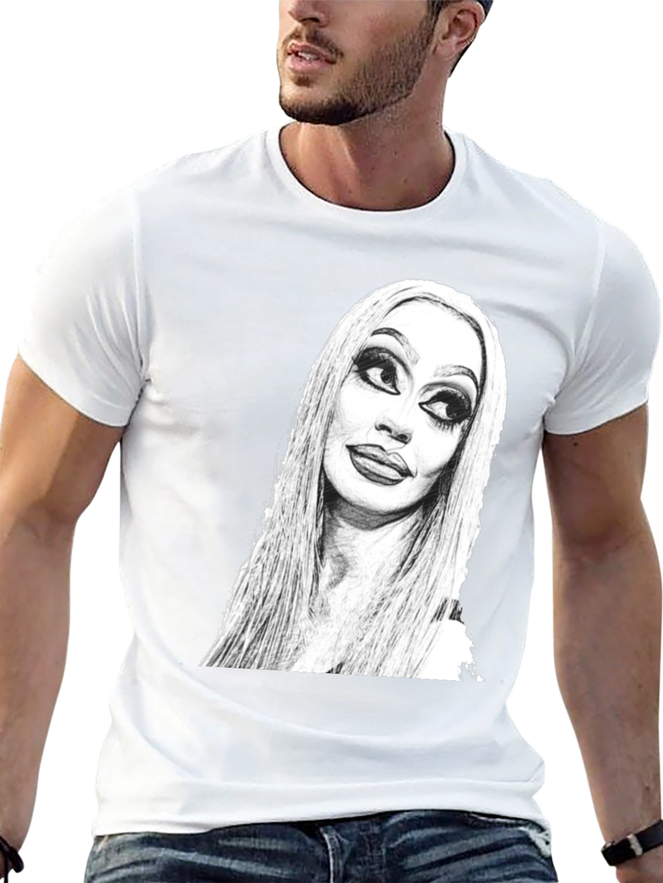 Sketch Portrait Black T-Shirt