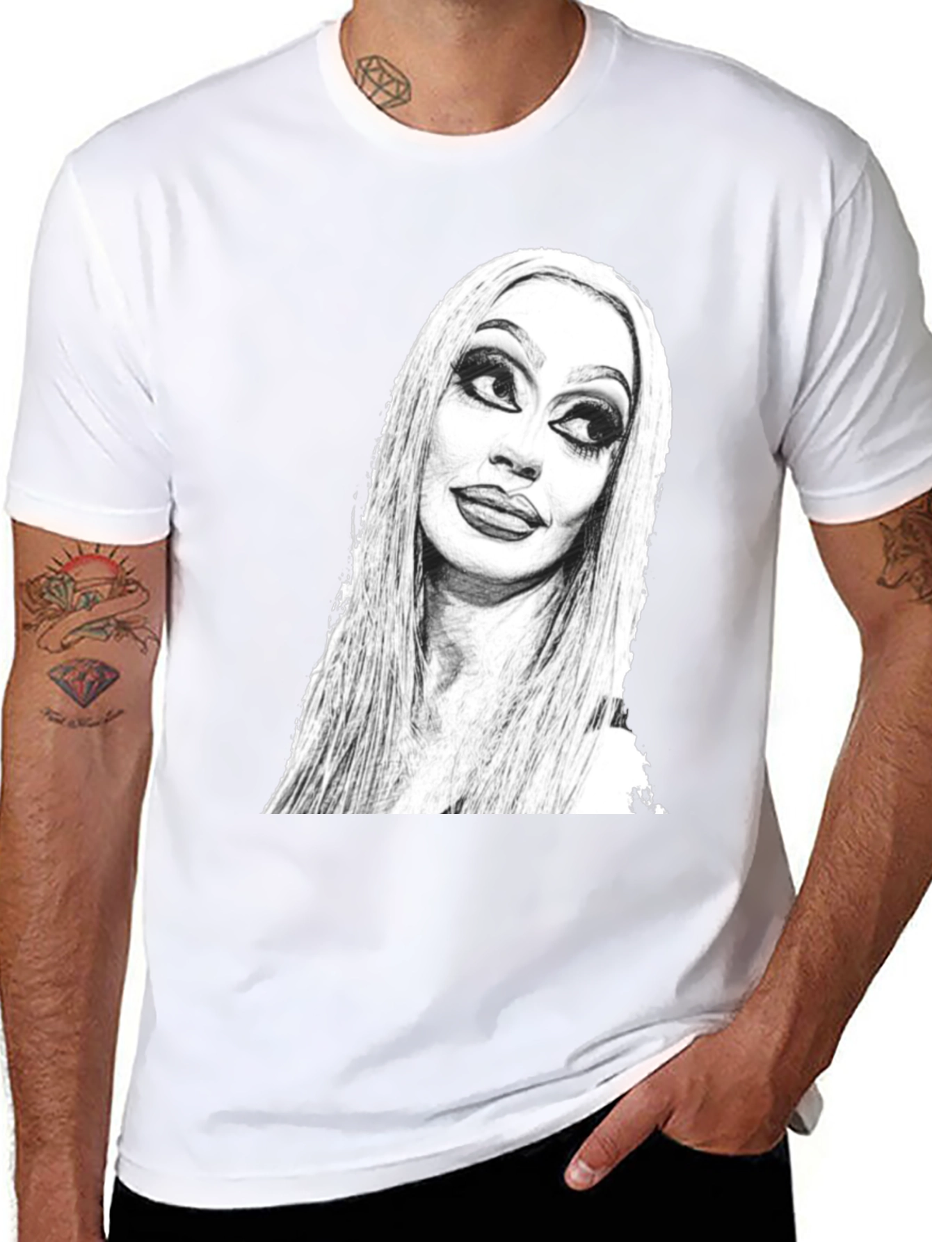Sketch Portrait Black T-Shirt