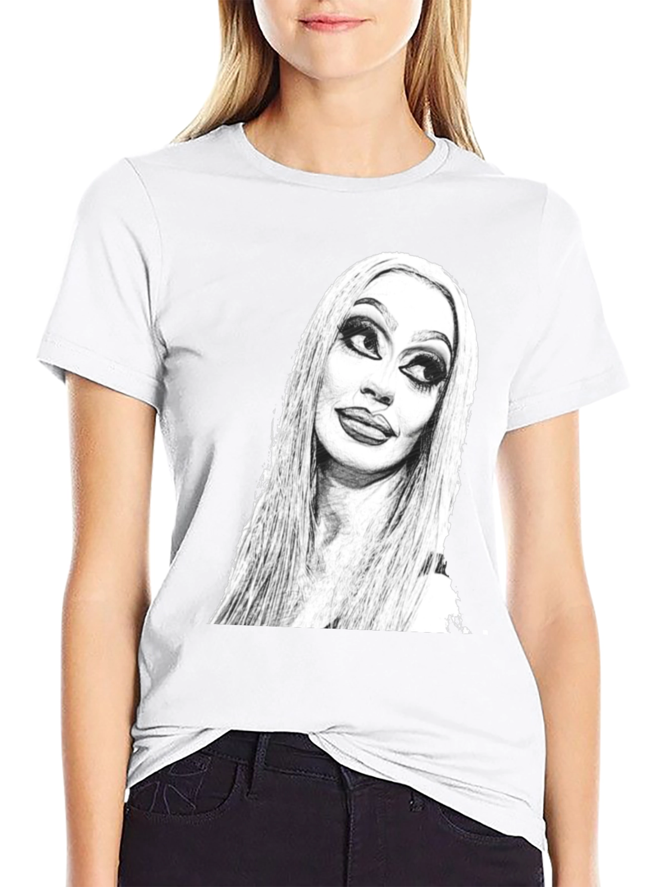 Sketch Portrait Black T-Shirt