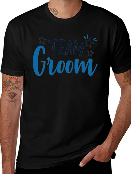 Team Groom Crew T-Shirt - Black Cotton Blend
