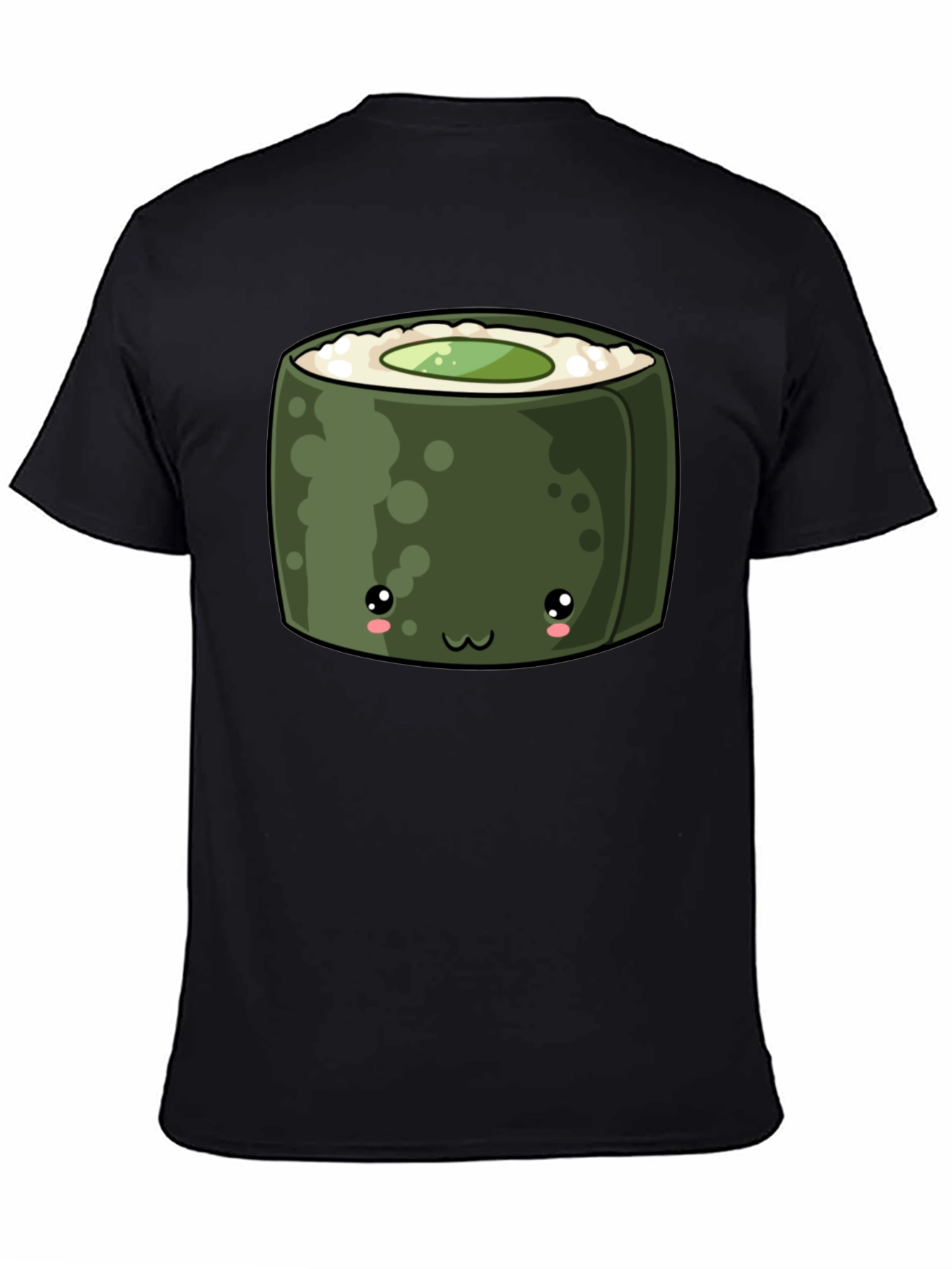Cute Sushi Roll Graphic Tee - Black T-Shirt