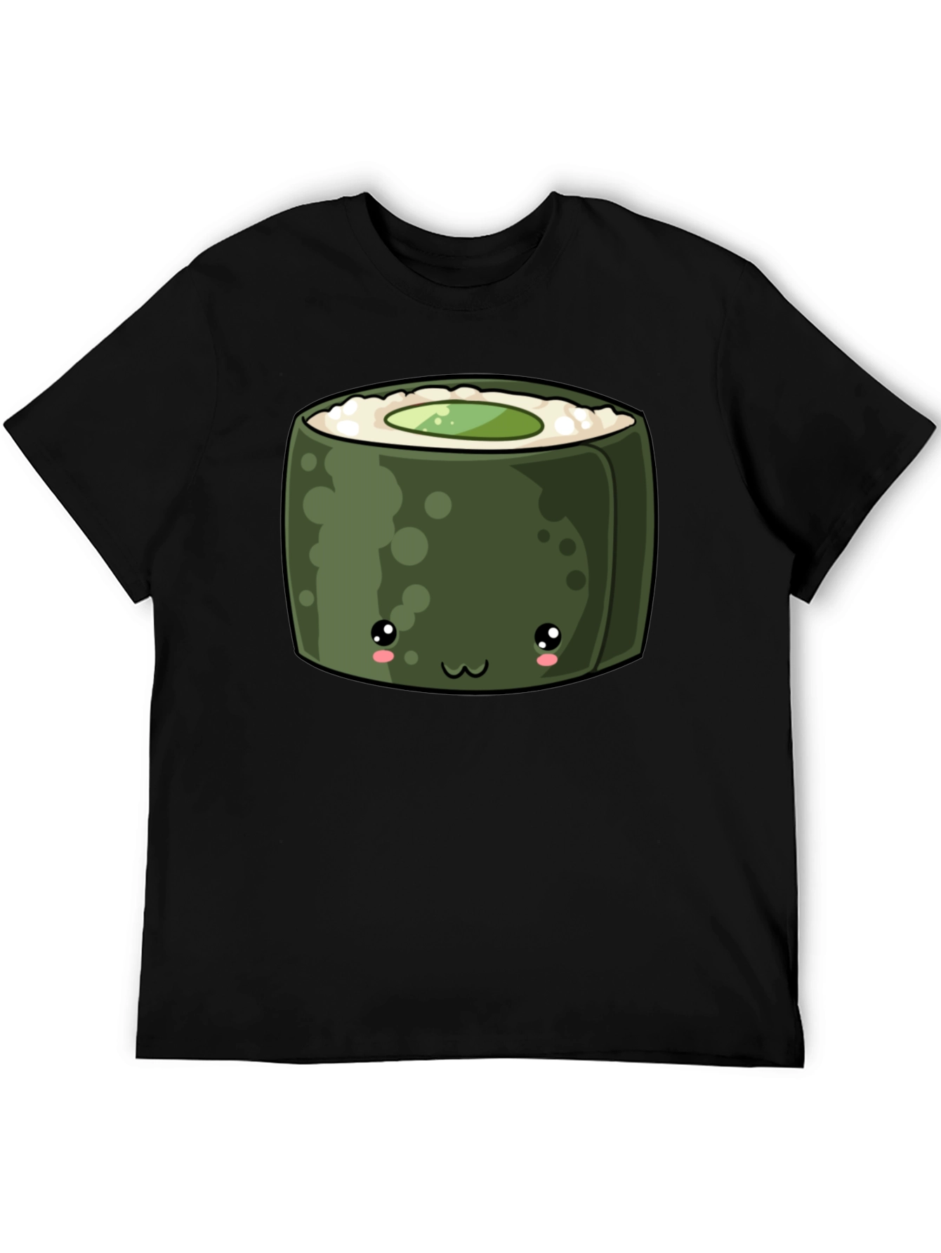 Cute Sushi Roll Graphic Tee - Black T-Shirt