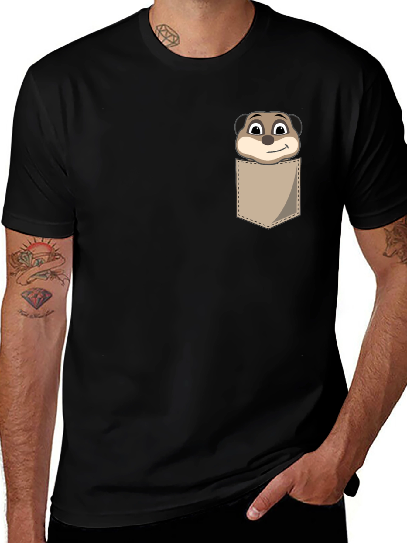 Meerkat Pocket T-Shirt - Novelty Animal Tee