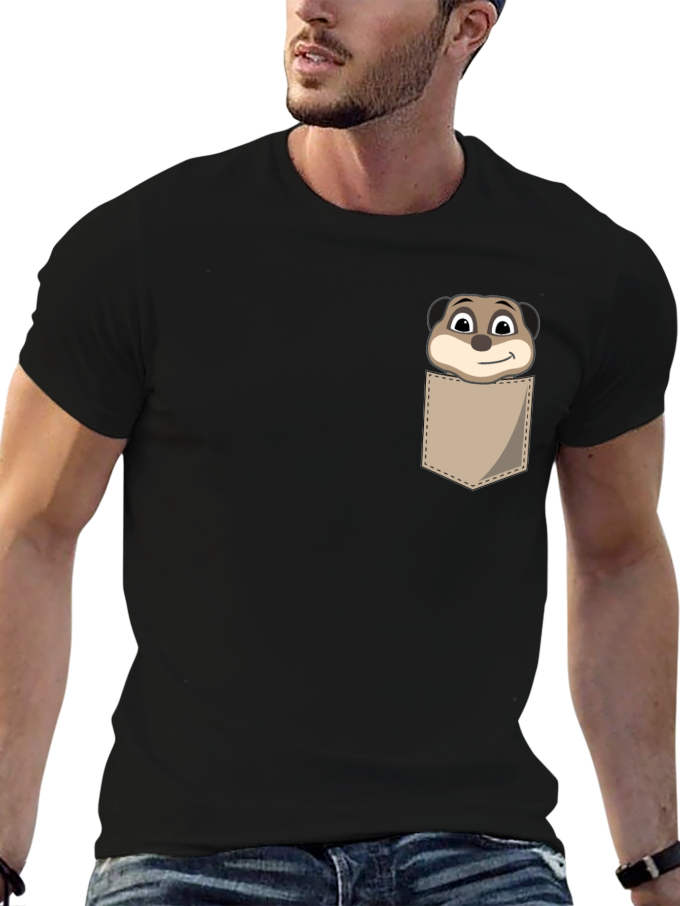Meerkat Pocket T-Shirt - Novelty Animal Tee