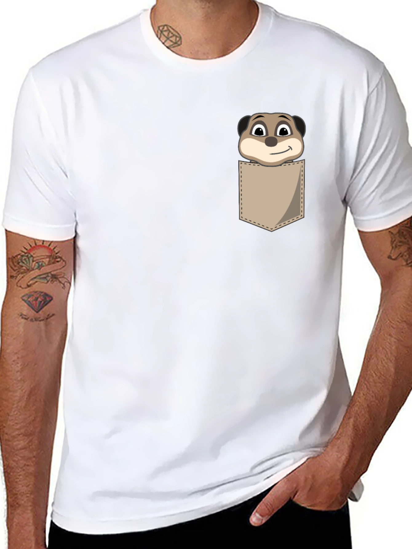 Meerkat Pocket T-Shirt - Novelty Animal Tee