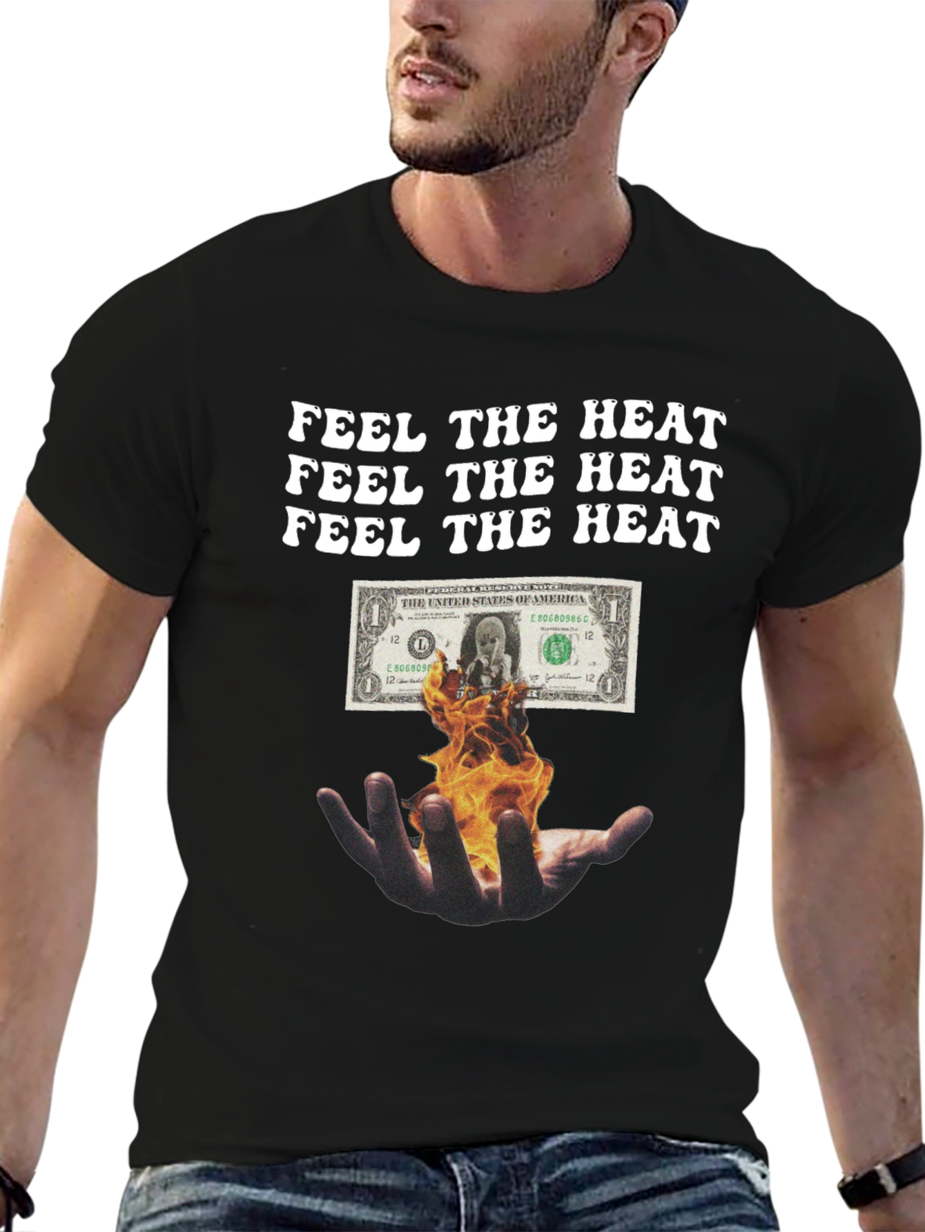 Feel the Heat Graphic Tee - Burning Money Design