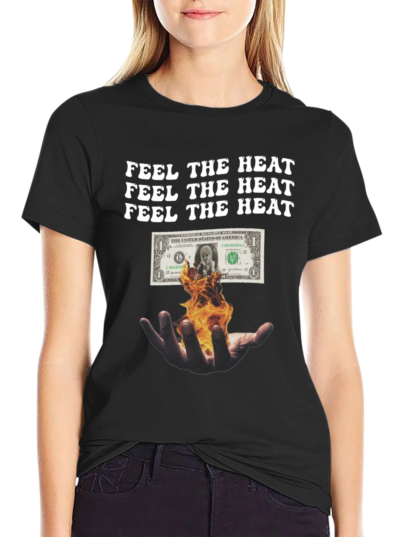 Feel the Heat Graphic Tee - Burning Money Design