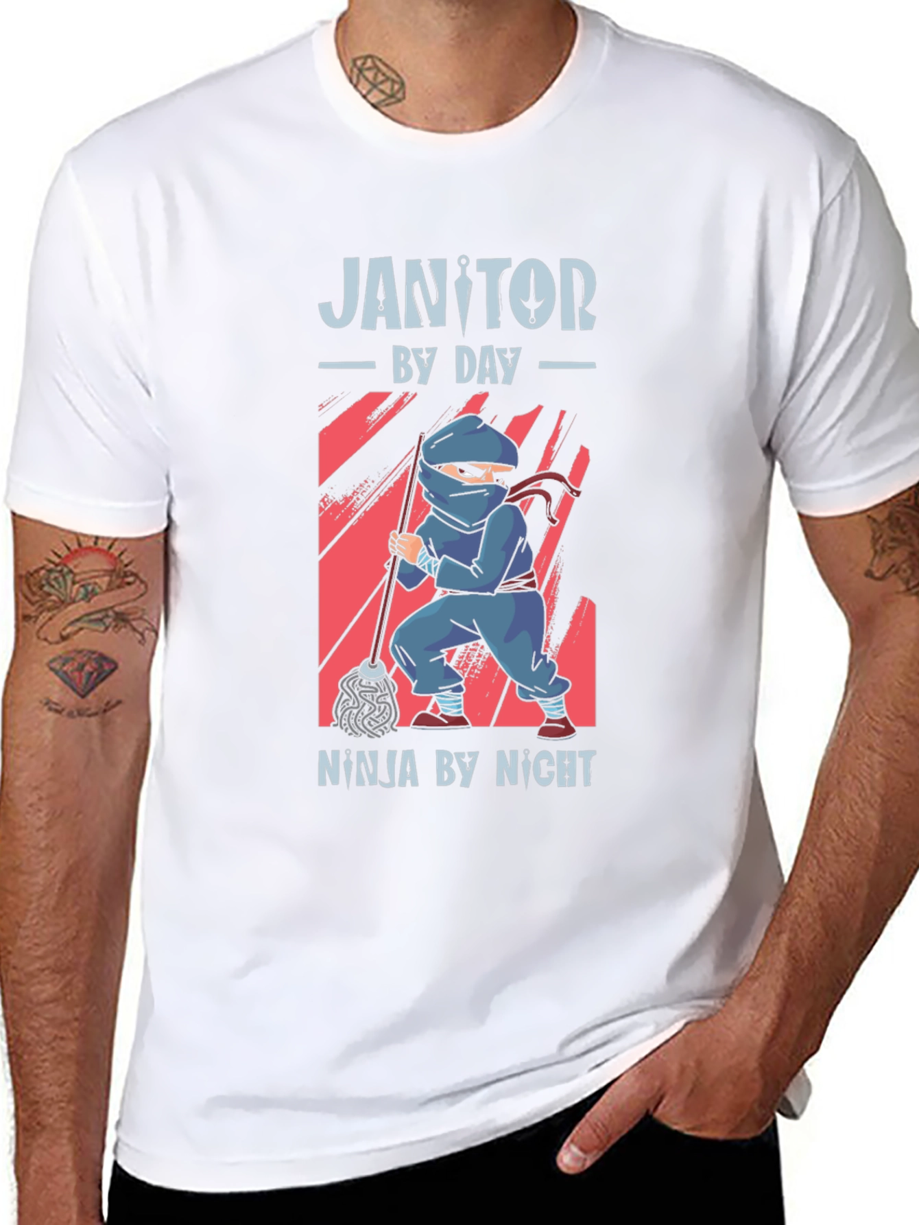 Janitor by Day Ninja by Night Black T-Shirt