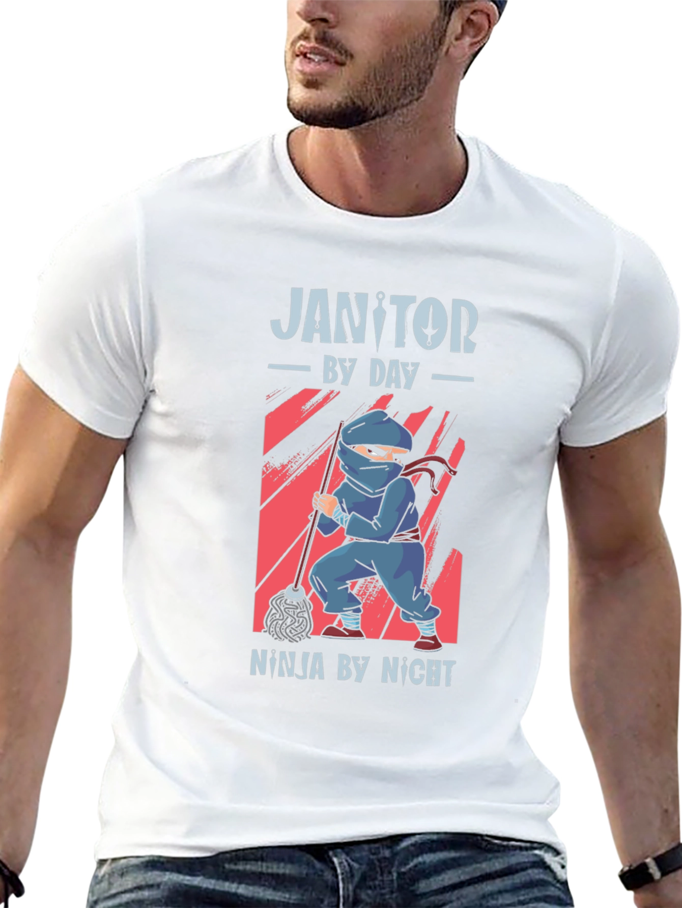 Janitor by Day Ninja by Night Black T-Shirt