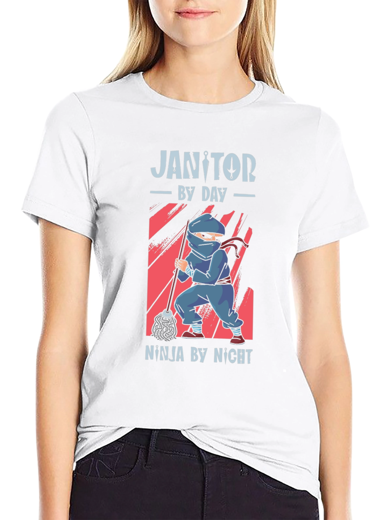 Janitor by Day Ninja by Night Black T-Shirt