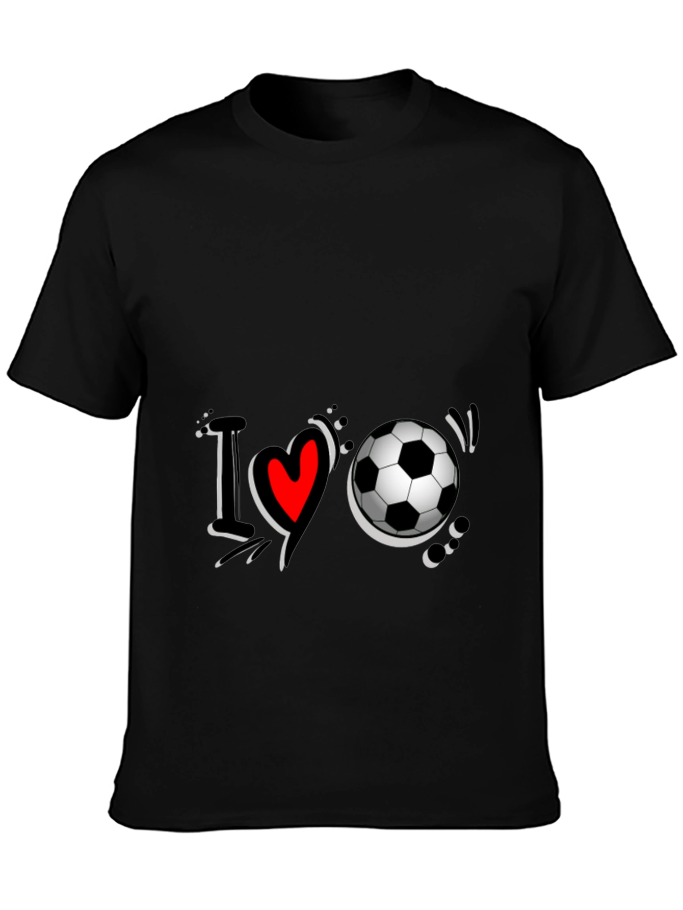 I Love Soccer Black T-Shirt Graphic Tee