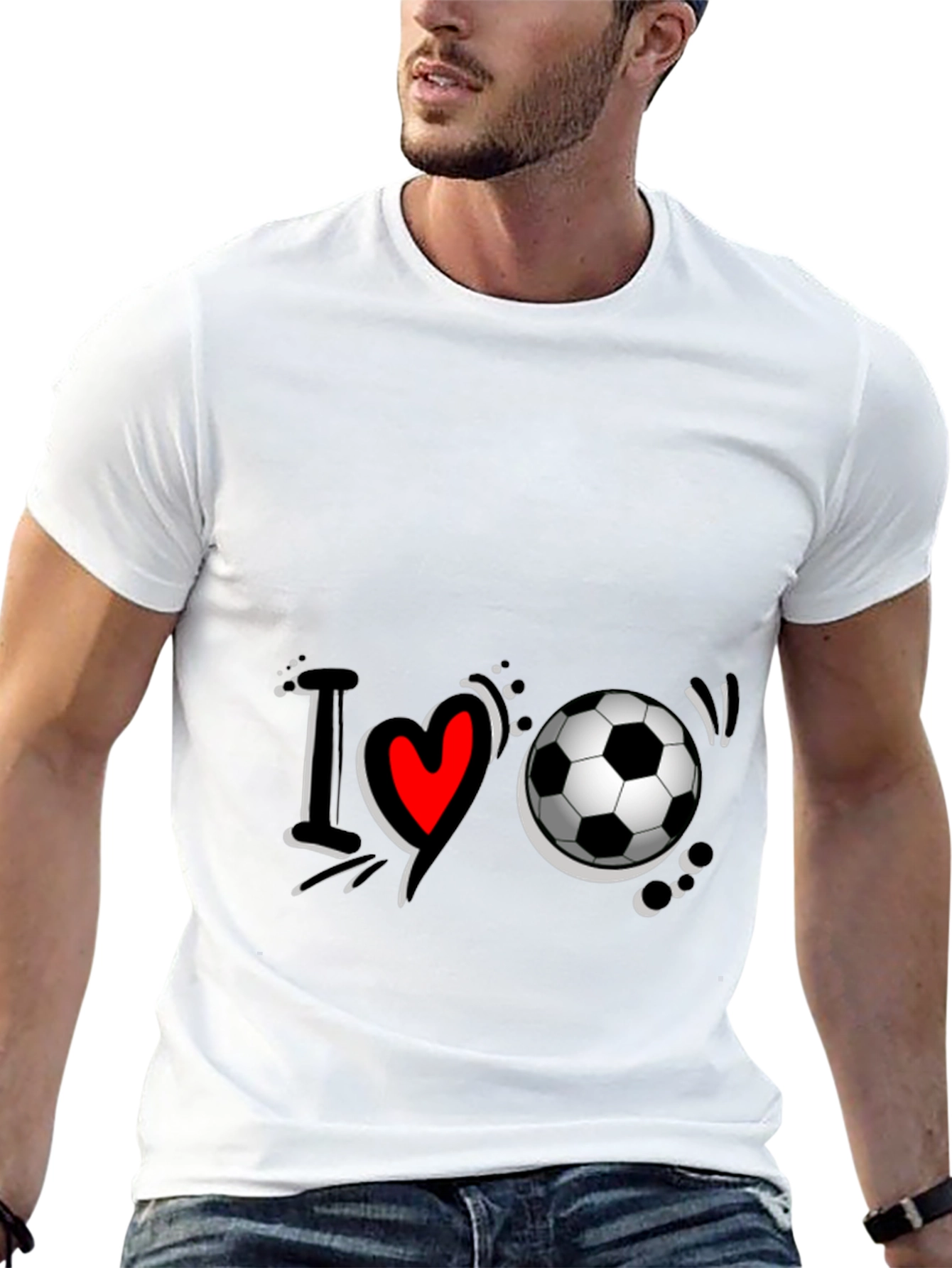 I Love Soccer Black T-Shirt Graphic Tee