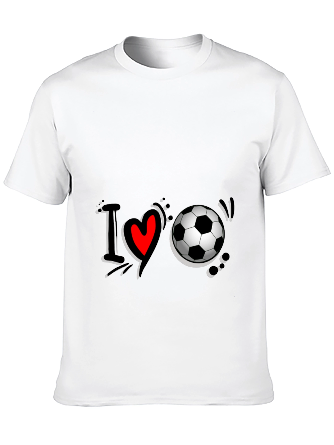 I Love Soccer Black T-Shirt Graphic Tee