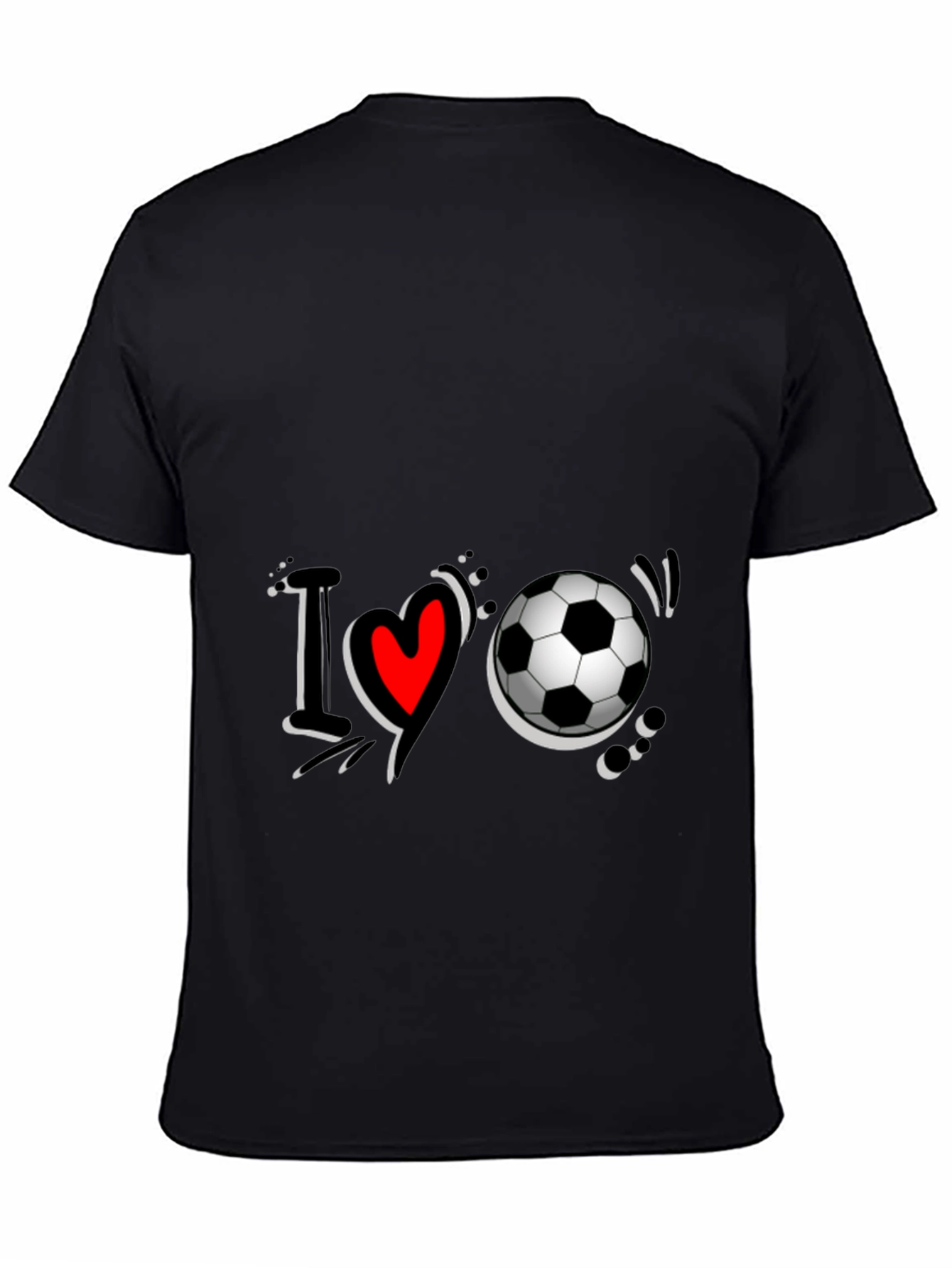 I Love Soccer Black T-Shirt Graphic Tee