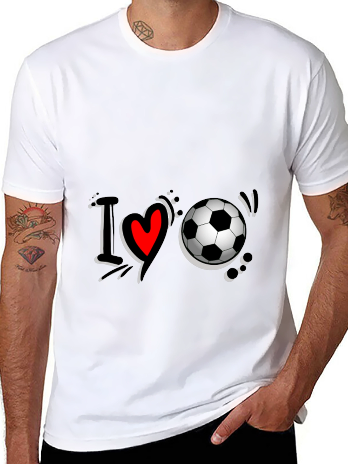 I Love Soccer Black T-Shirt Graphic Tee