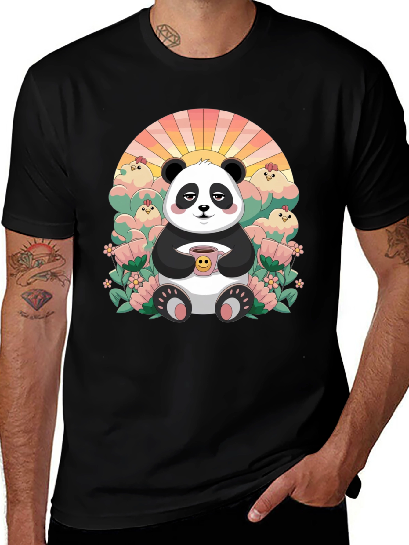 Lazy Panda Coffee T-Shirt - Relaxed Comfort