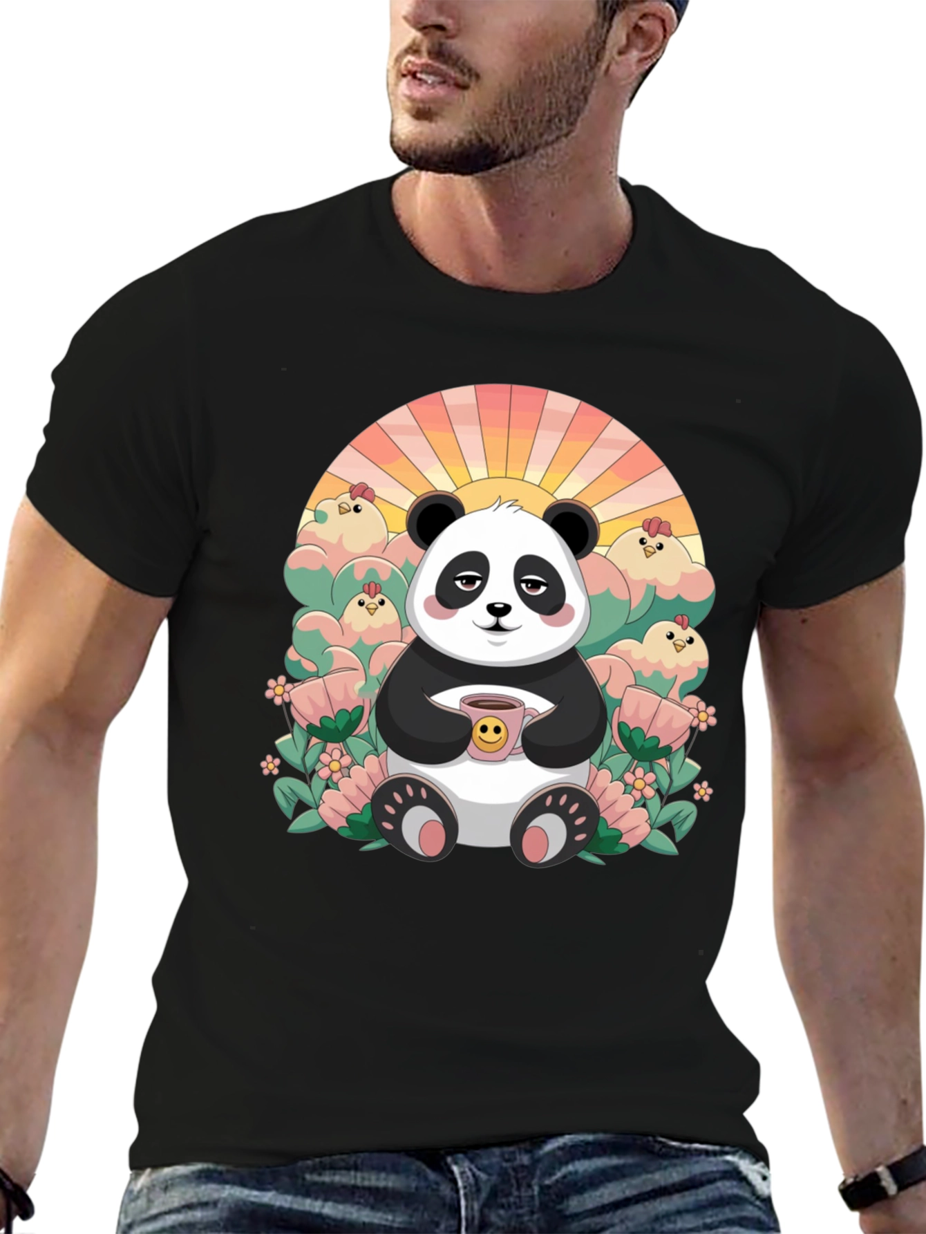 Lazy Panda Coffee T-Shirt - Relaxed Comfort