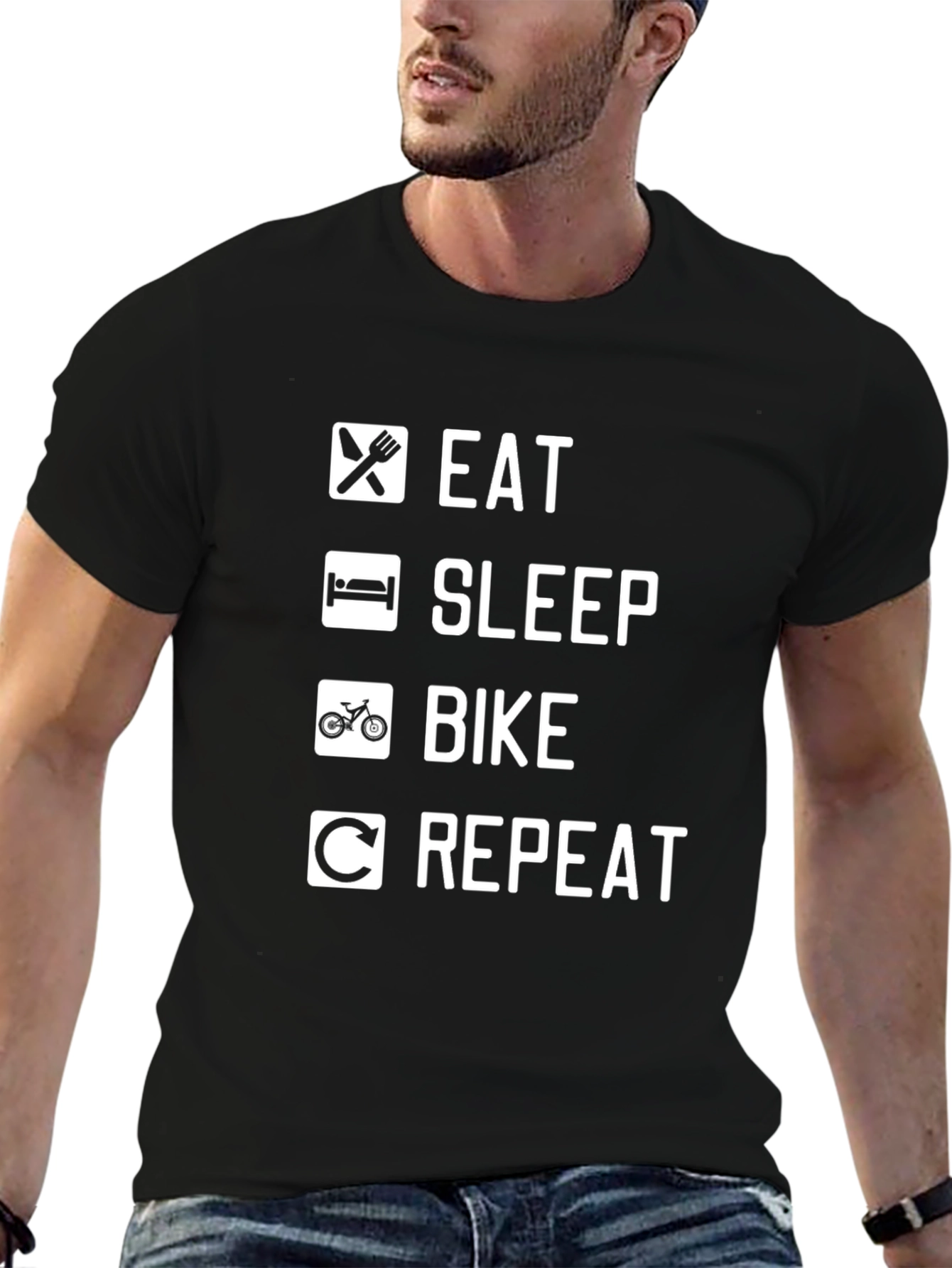 Eat Sleep Bike Repeat Graphic Tee - Cycling T-Shirt